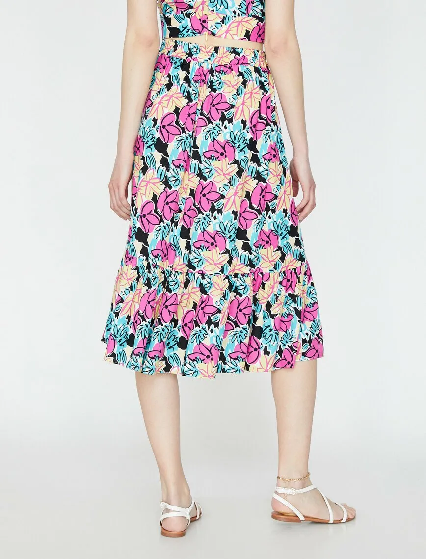 11948 Multi Colour Floral Midi Skirt