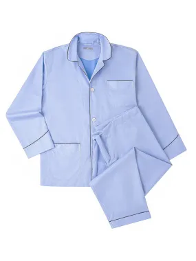 120s Cotton Twill Light Blue Pajamas