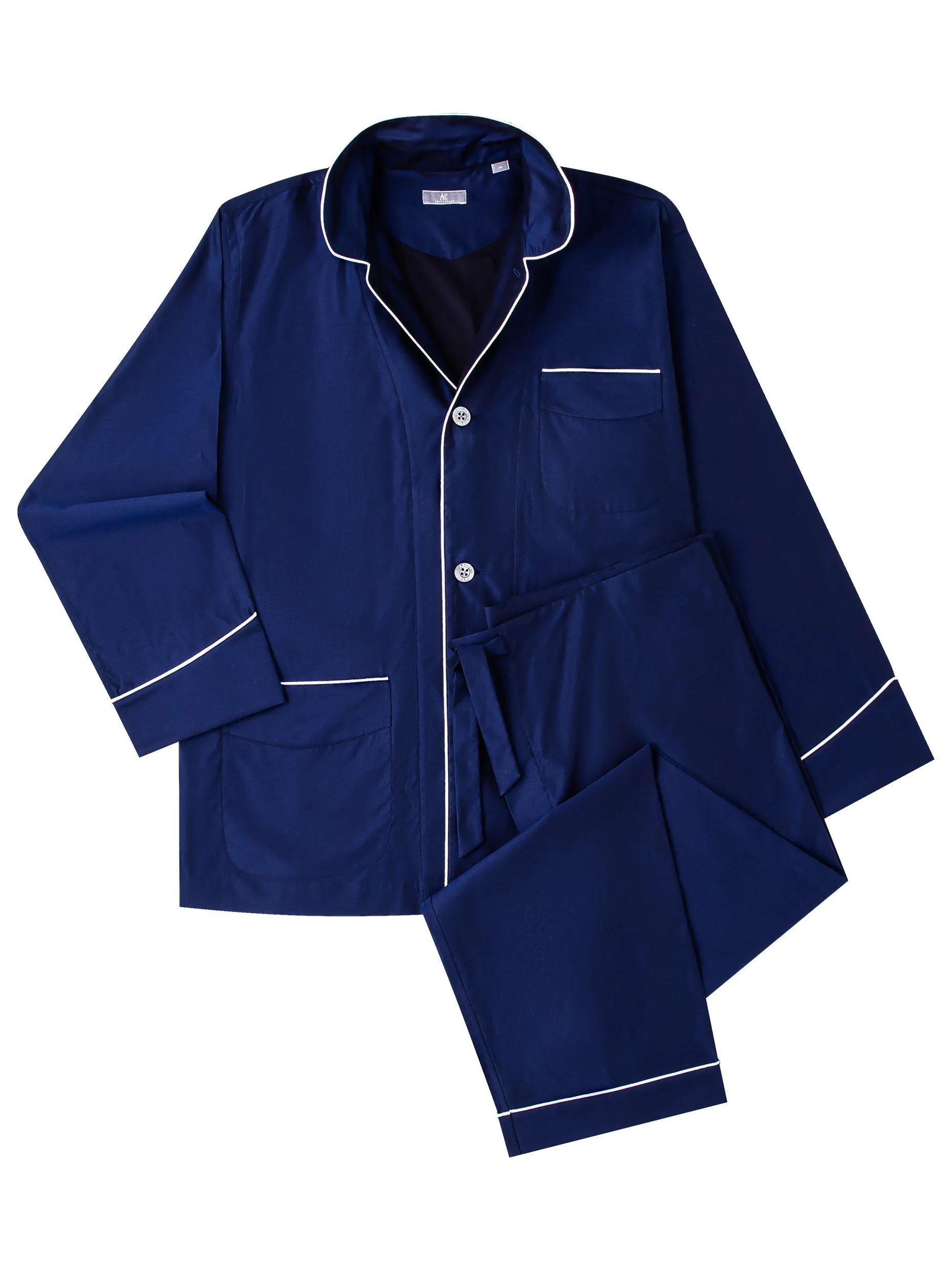 120s Cotton Twill Navy Pajamas