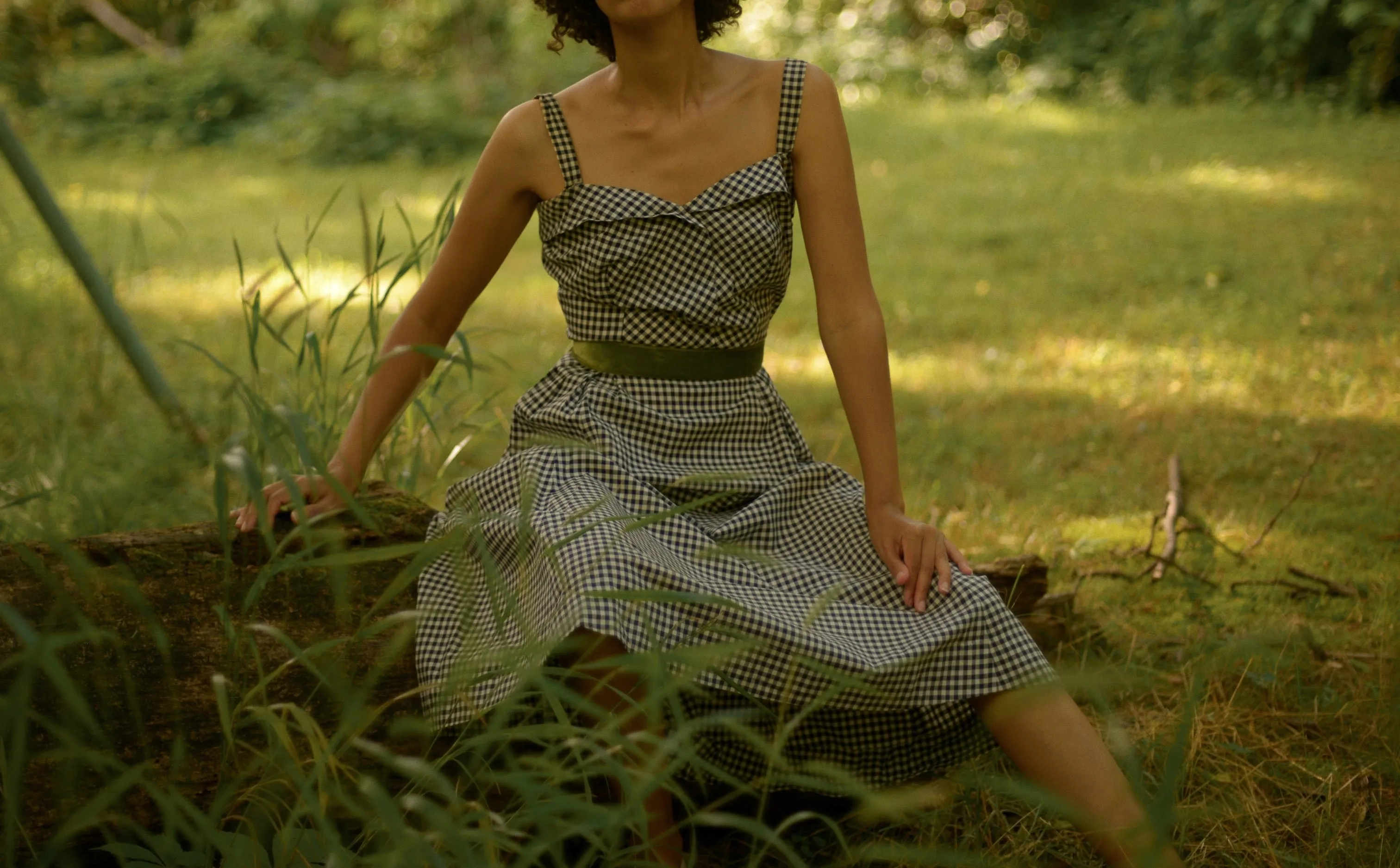 1940s cotton gingham sun dress, small-medium