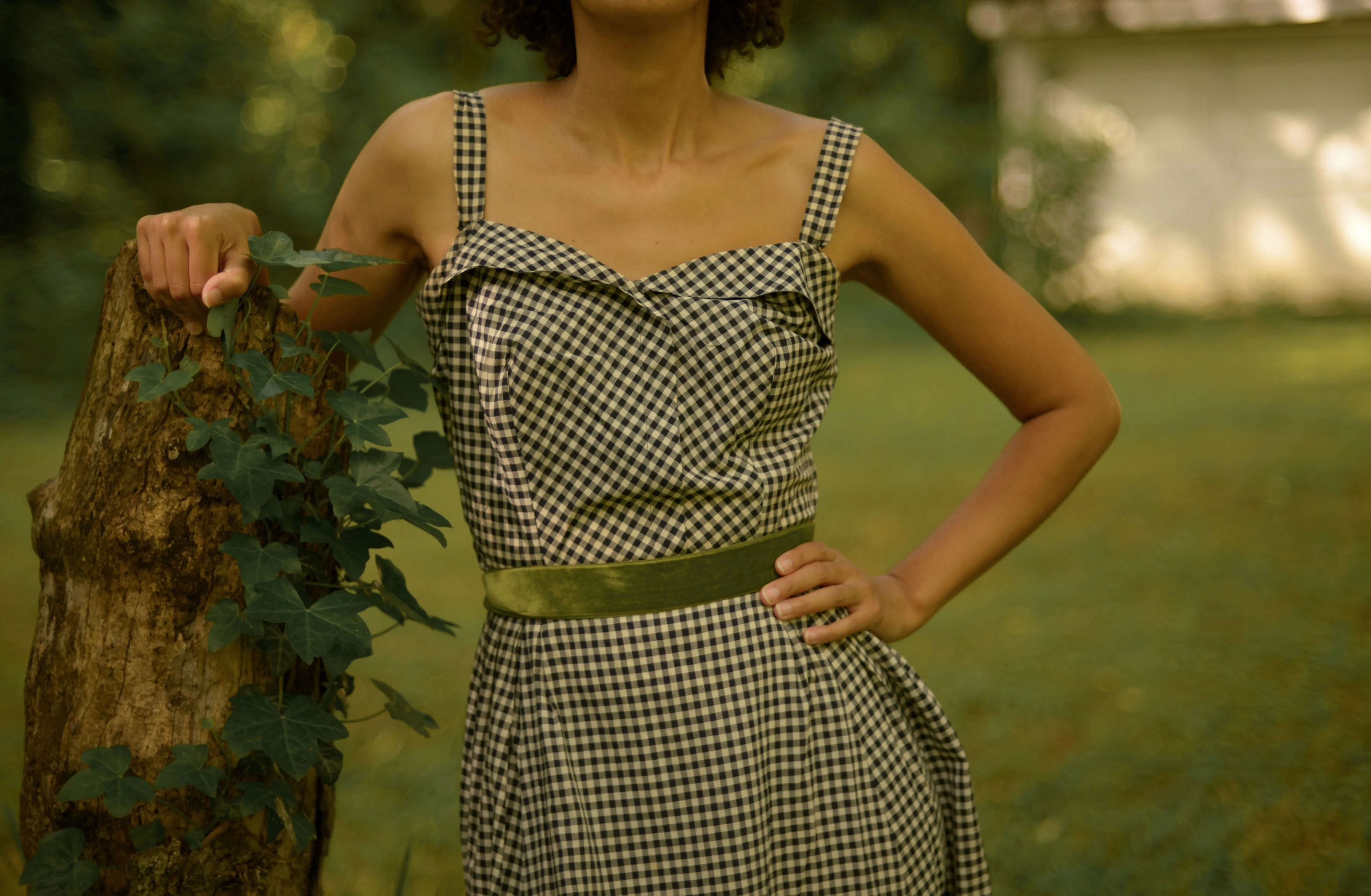 1940s cotton gingham sun dress, small-medium