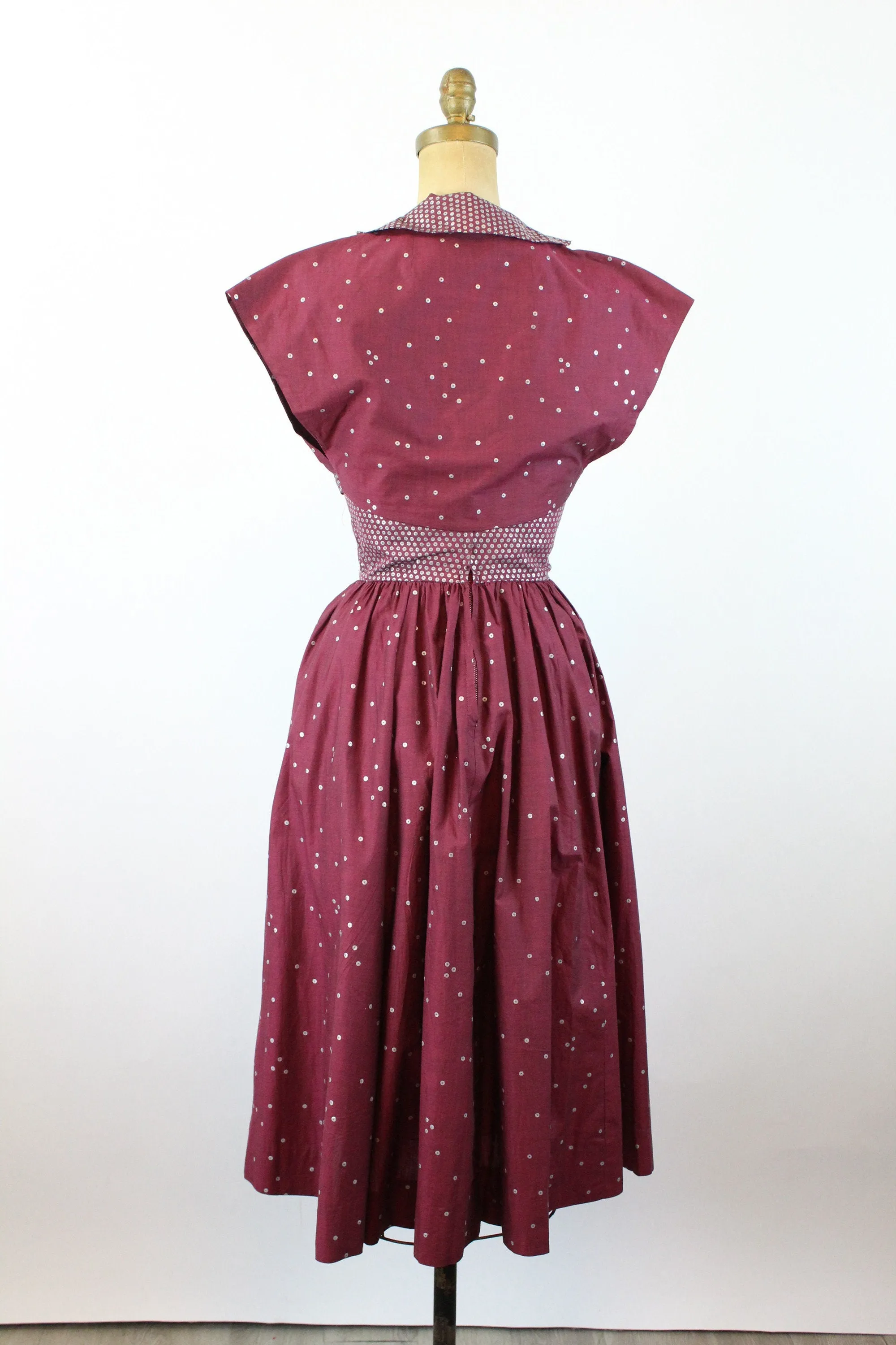 1950s PAT PREMO tromp l'oeil sequin cotton dress three piece xxs  | new spring summer