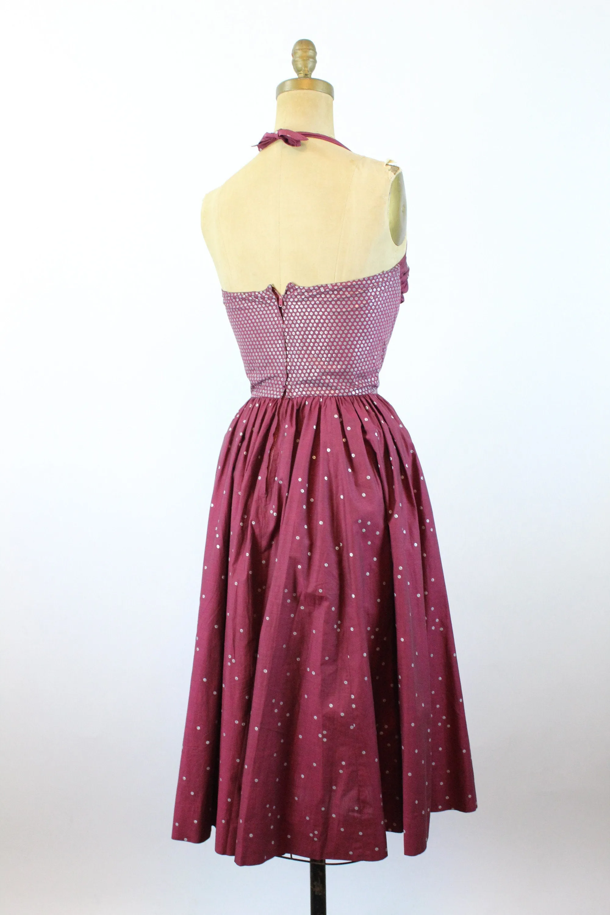 1950s PAT PREMO tromp l'oeil sequin cotton dress three piece xxs  | new spring summer