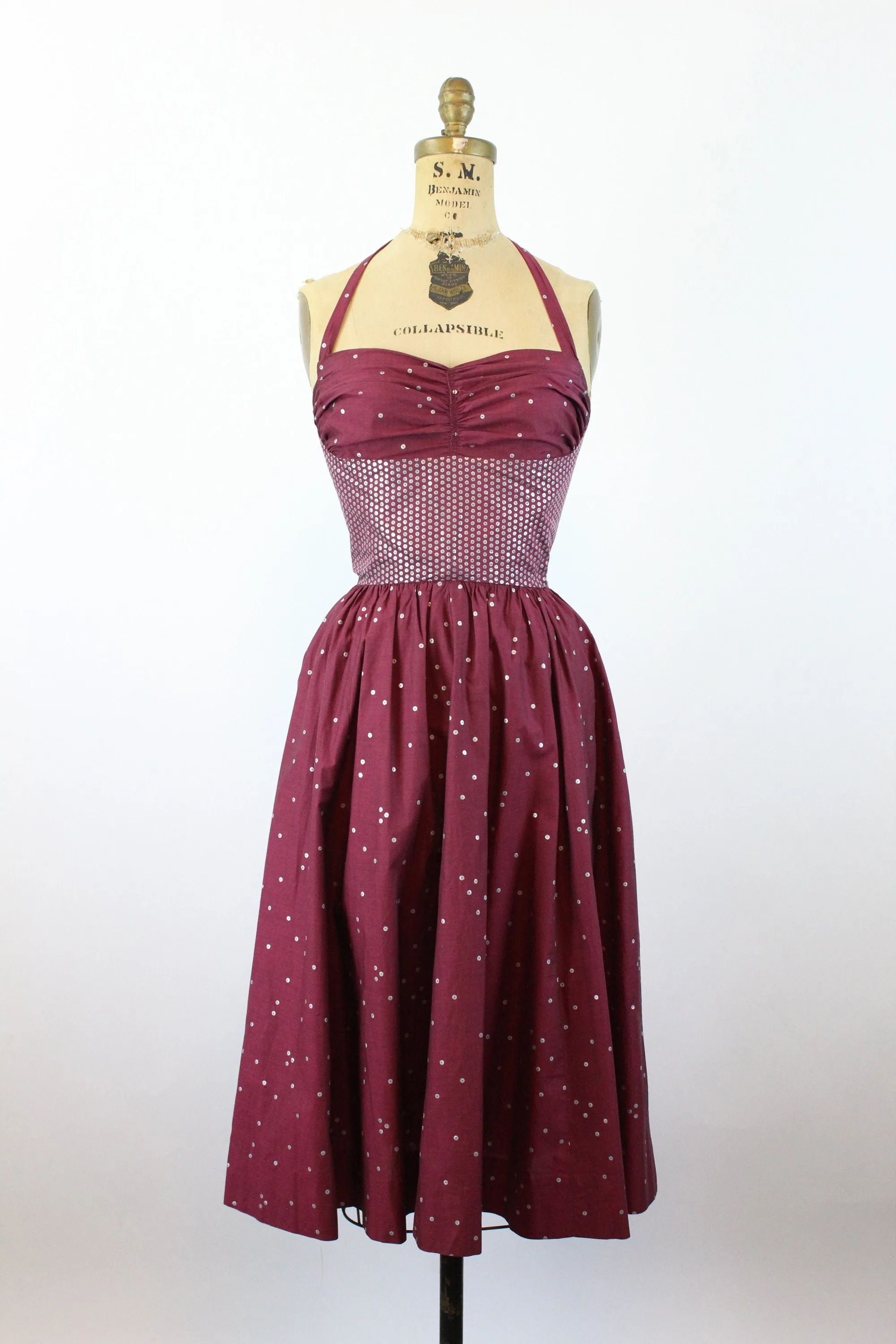 1950s PAT PREMO tromp l'oeil sequin cotton dress three piece xxs  | new spring summer