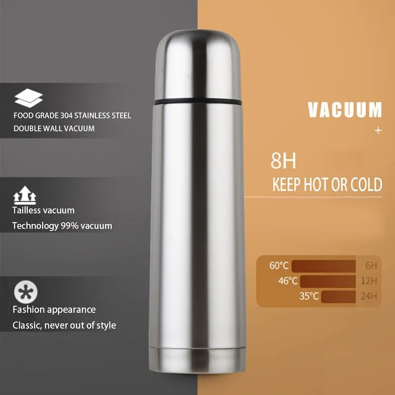 1pc 17oz/34oz Insulated Stainless Steel Thermal Vacuum Flask - Large Capacity, Double-Walled, Leak-Proof, and Sweat-Free - Perfect for Hot and Cold Drinks, Tea, Coffee, Water, and Travel