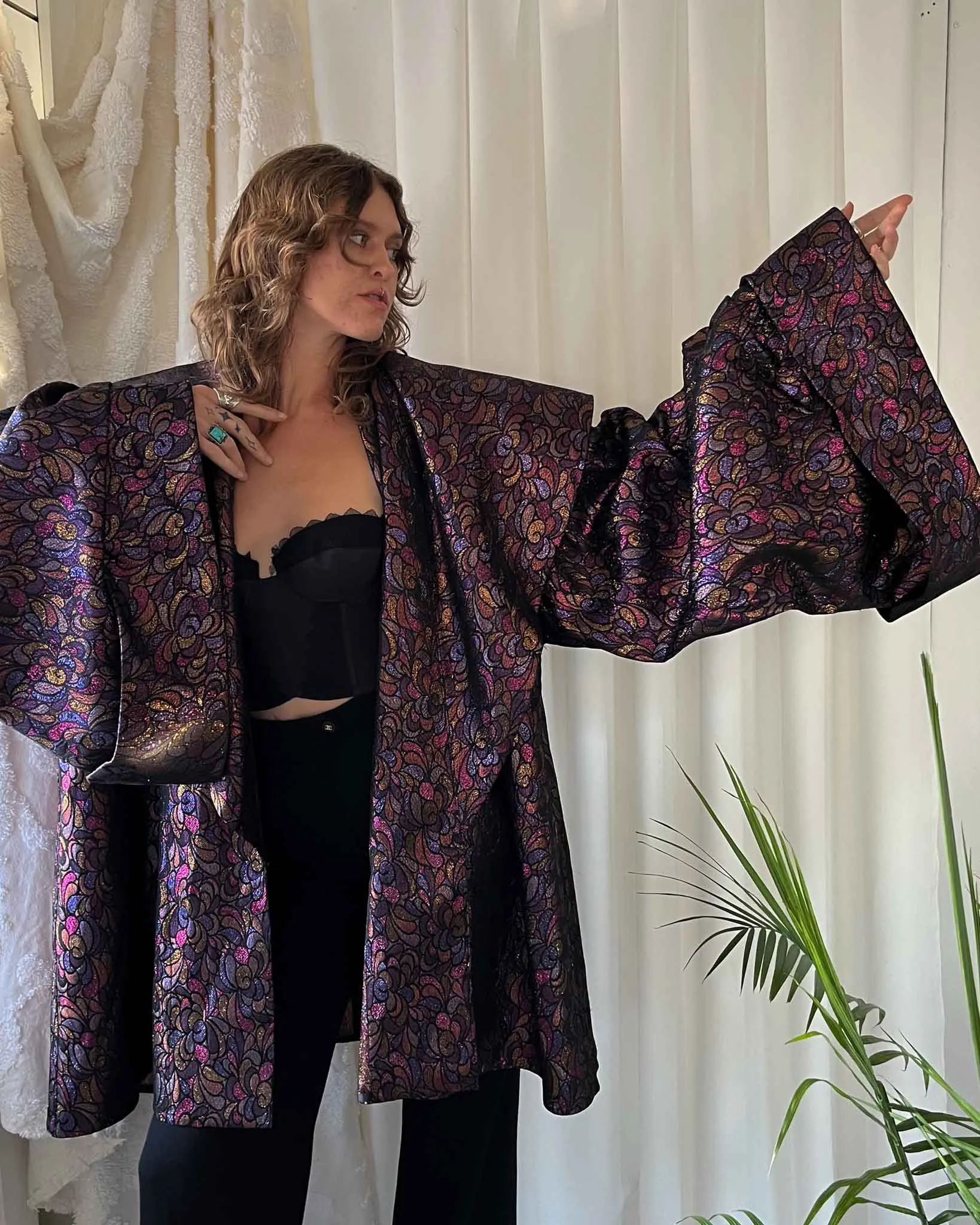 80s Anthony Muto Metallic Brocade Evening Coat | M-XL