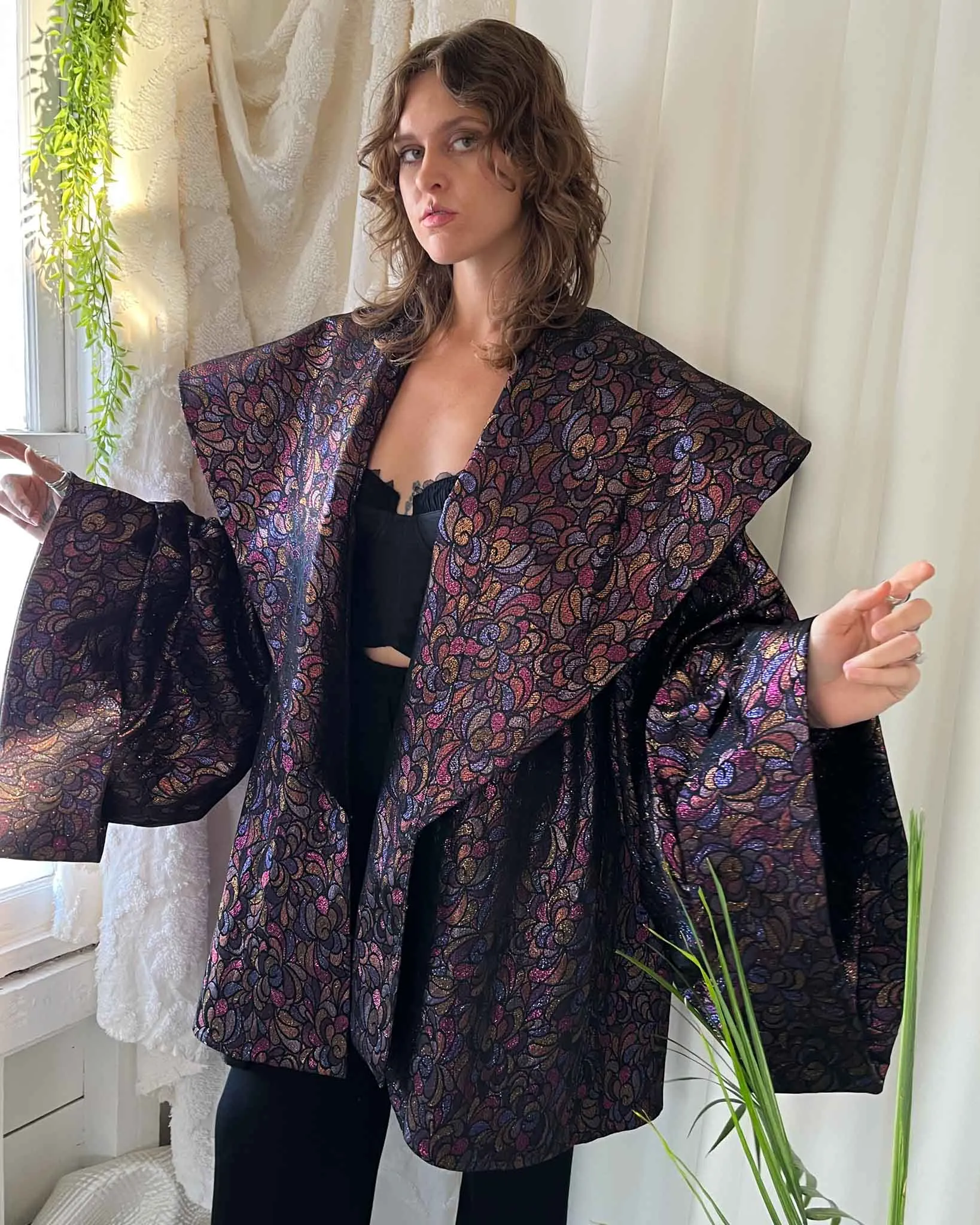 80s Anthony Muto Metallic Brocade Evening Coat | M-XL