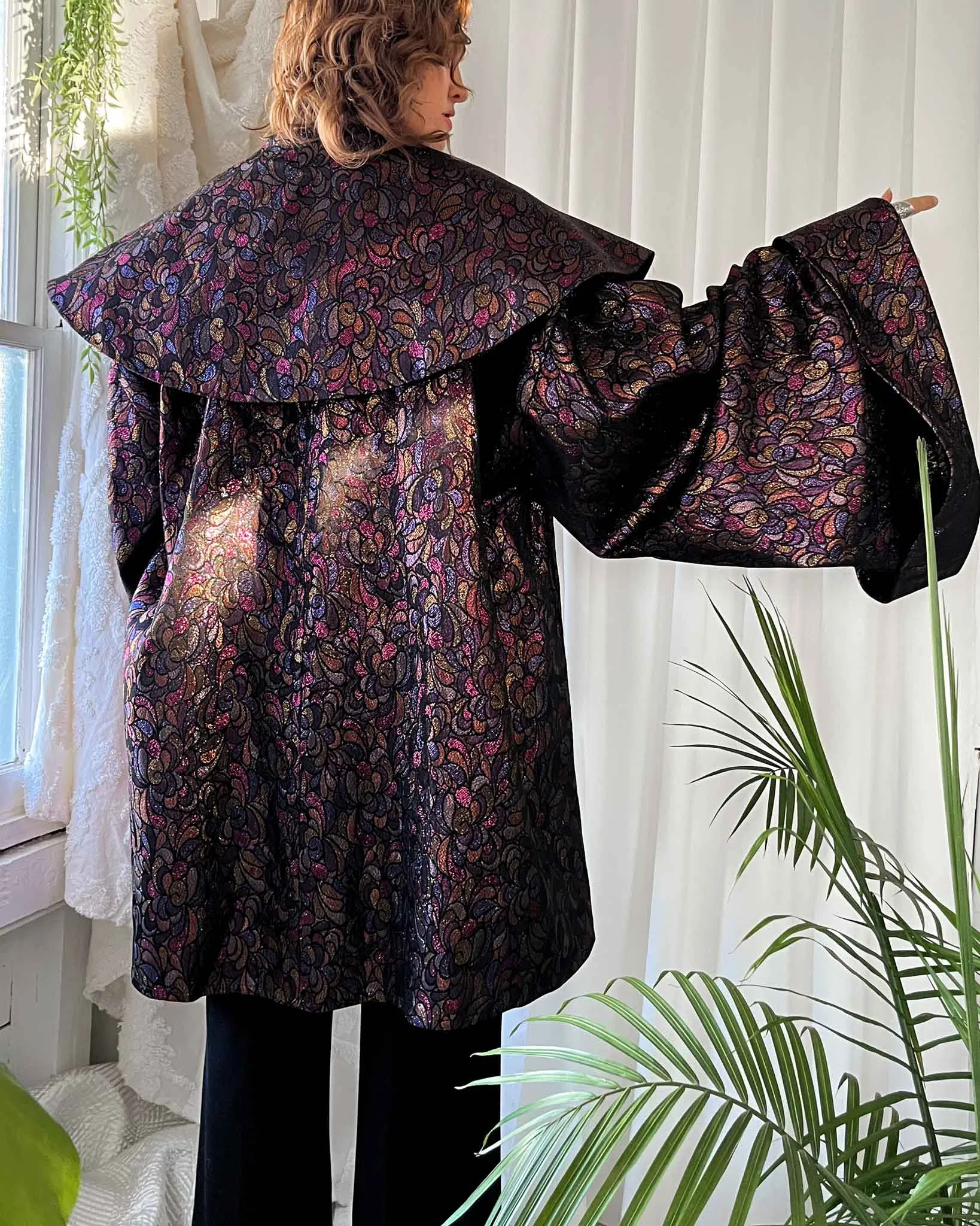 80s Anthony Muto Metallic Brocade Evening Coat | M-XL