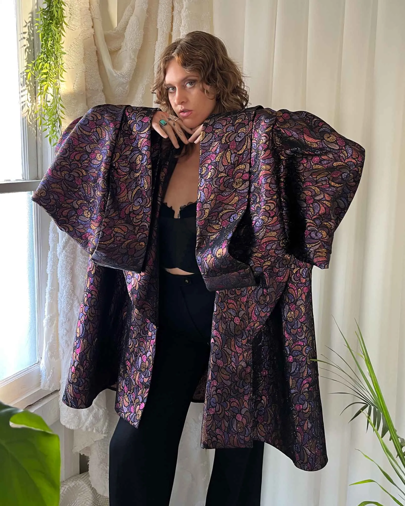 80s Anthony Muto Metallic Brocade Evening Coat | M-XL