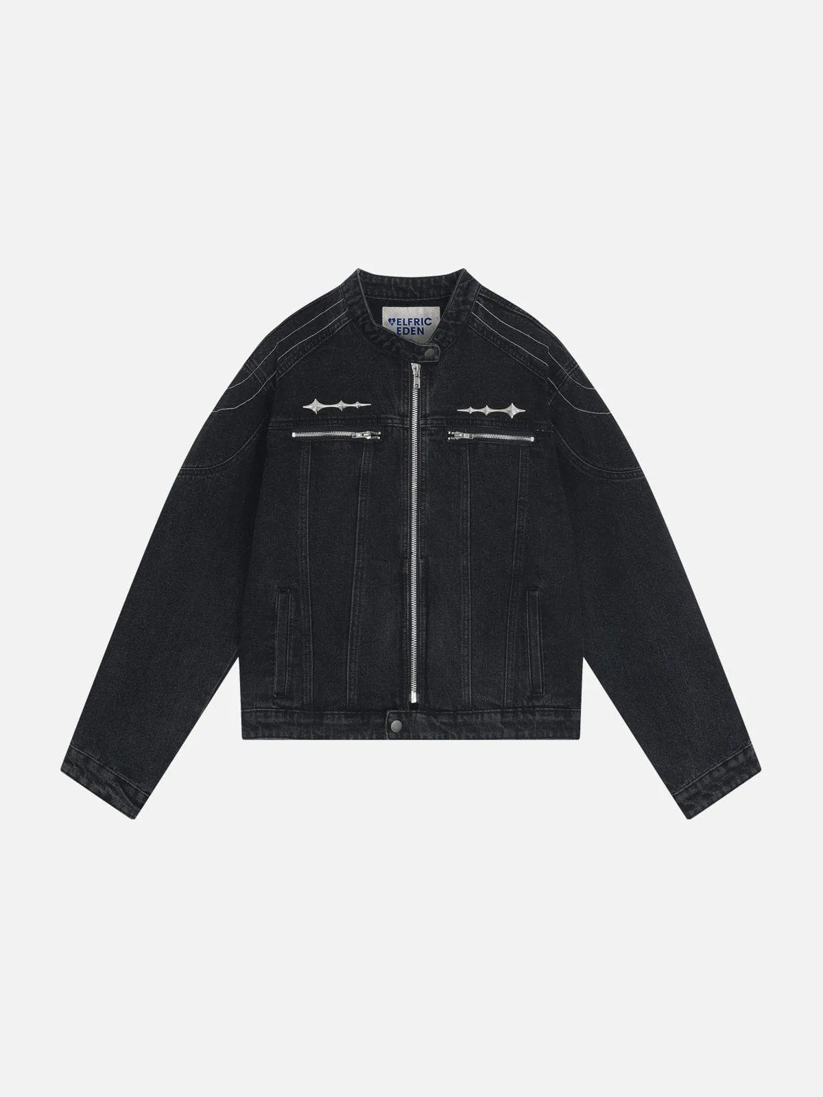 Aelfric Eden Cropped Washed Denim Racing Jacket