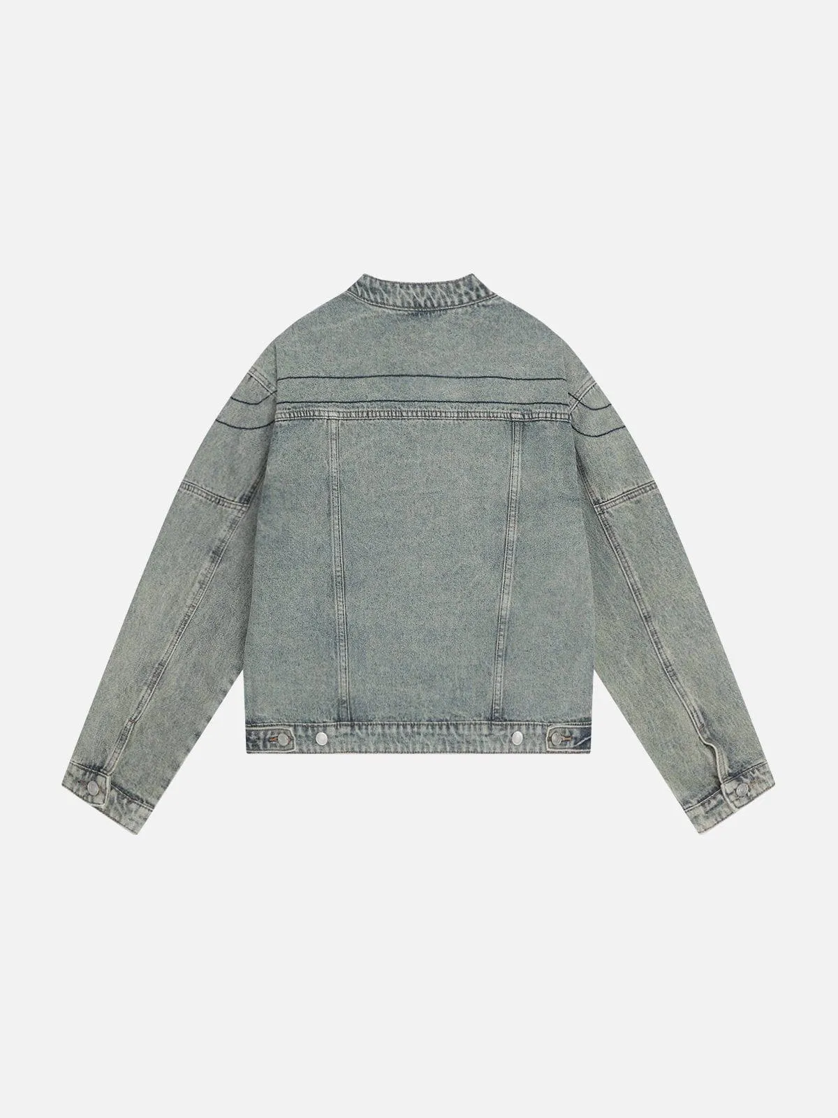 Aelfric Eden Cropped Washed Denim Racing Jacket