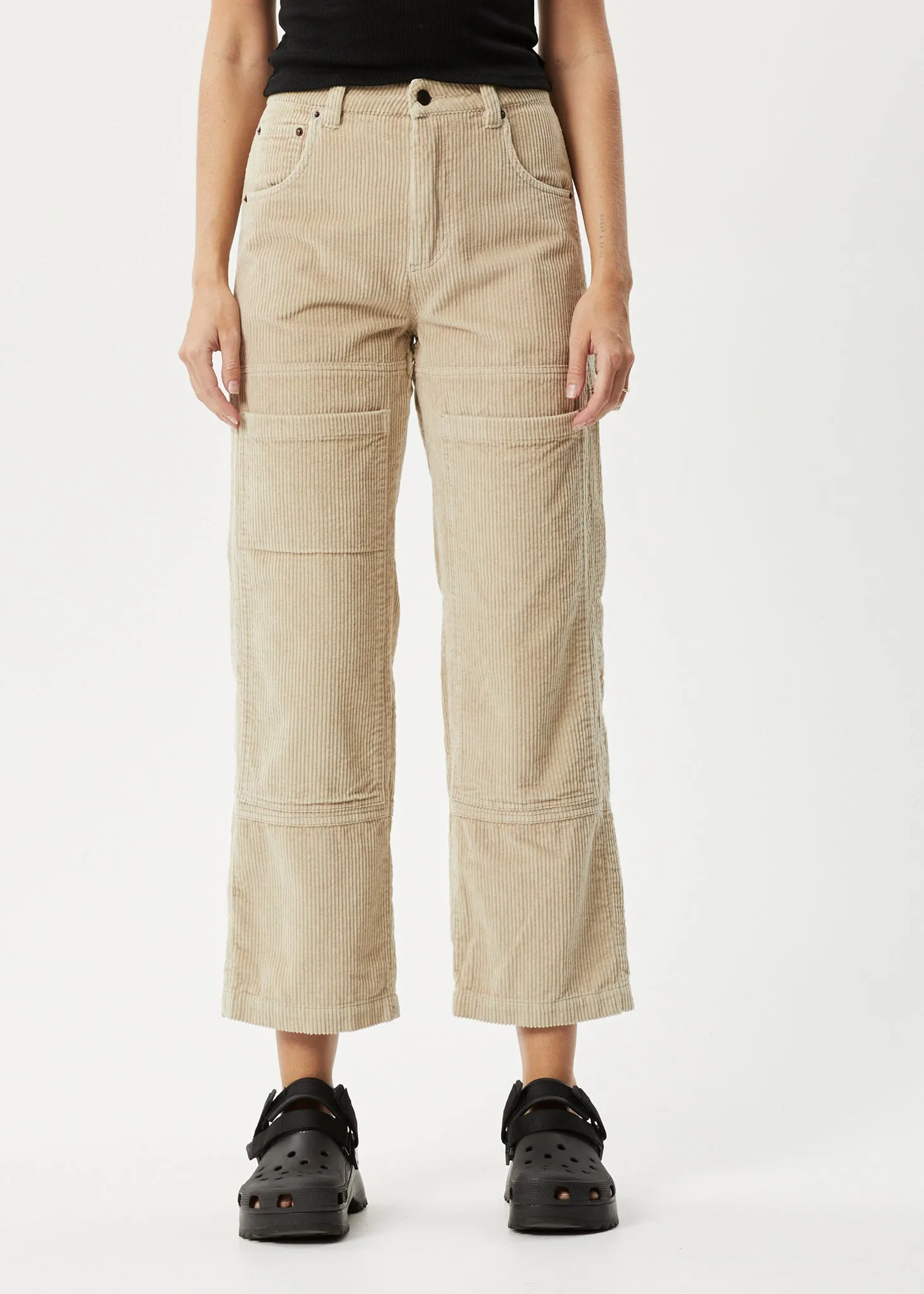 AFENDS Womens Paradise Moss - Corduroy Pants - Dark Ecru