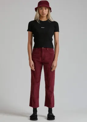 Afends Womens Shelby - Corduroy High Waist Wide Leg Pant - Port