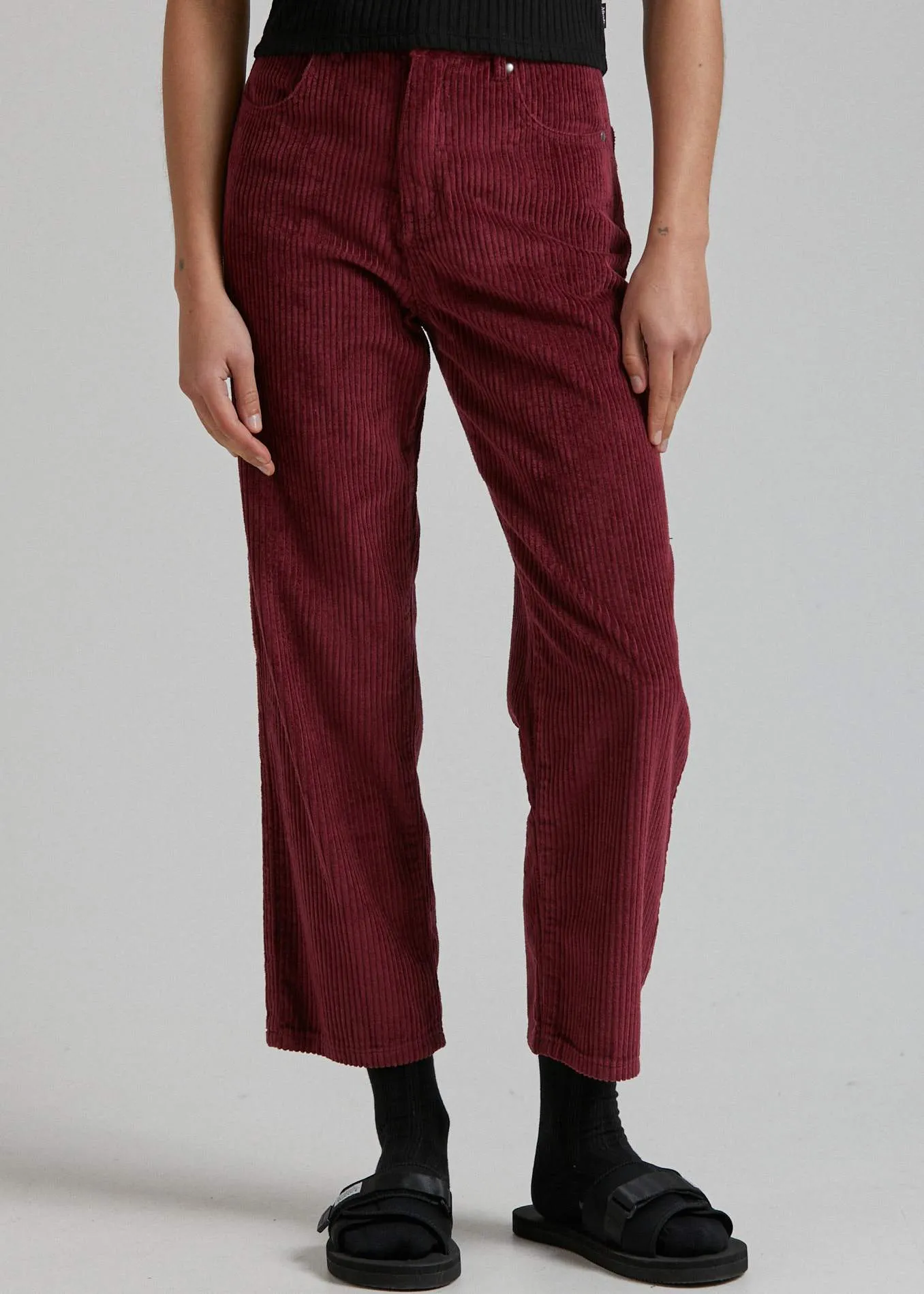 Afends Womens Shelby - Corduroy High Waist Wide Leg Pant - Port