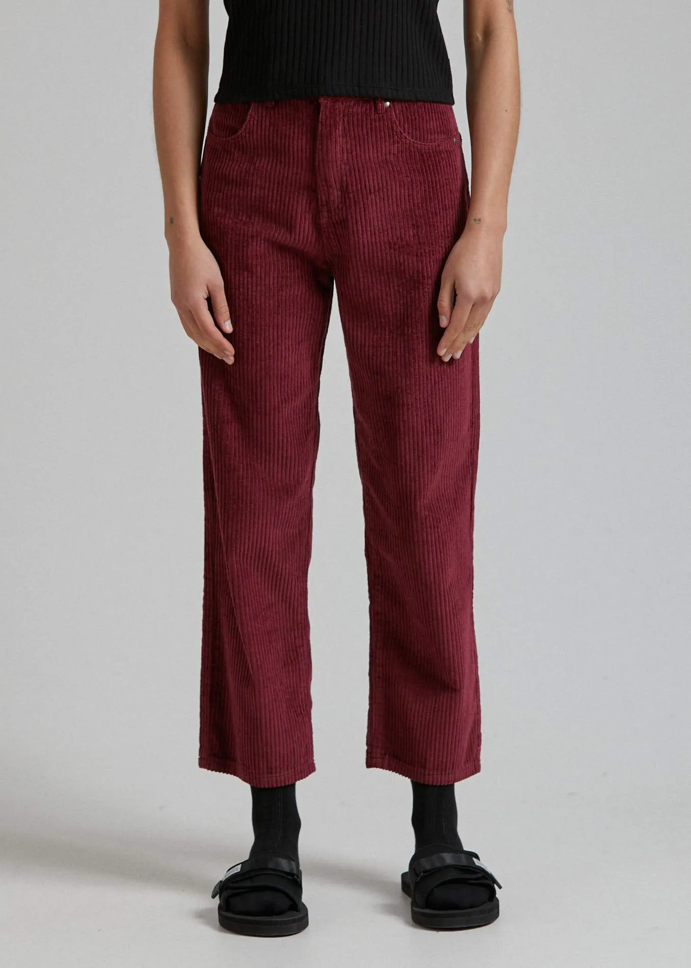 Afends Womens Shelby - Corduroy High Waist Wide Leg Pant - Port