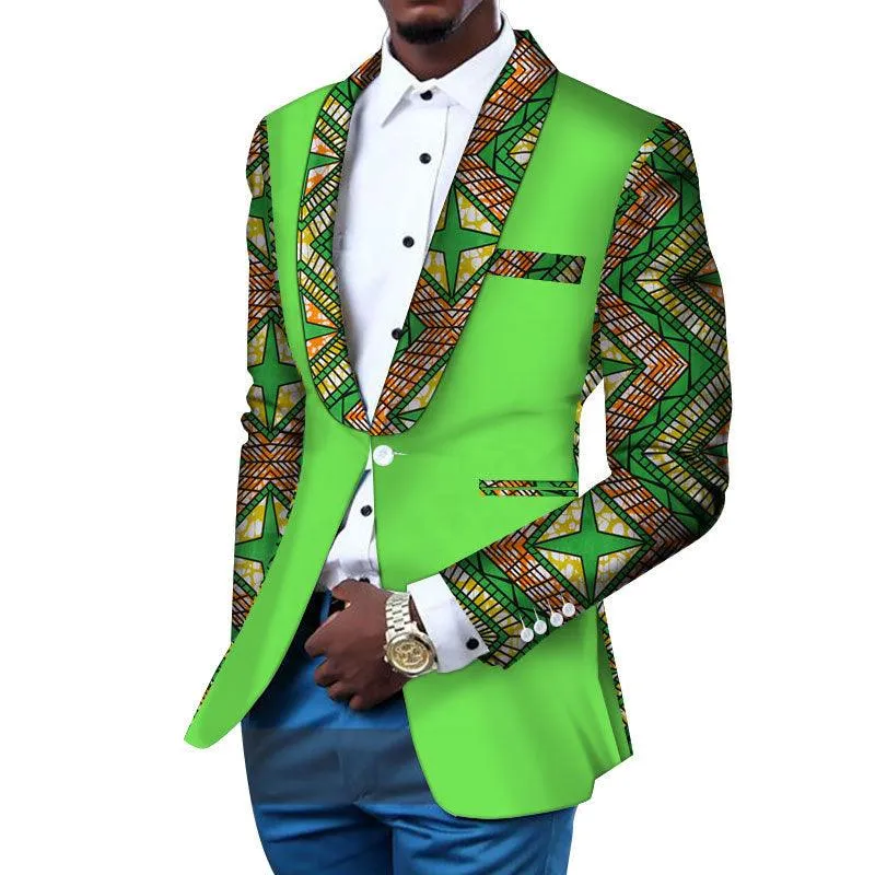 African Men's Casual Printed Cotton Suit