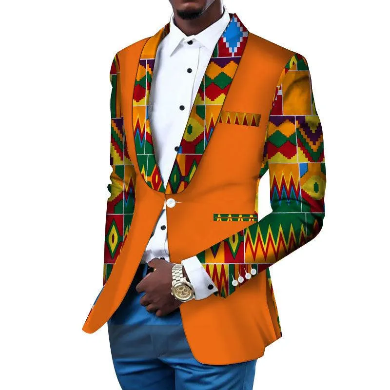 African Men's Casual Printed Cotton Suit