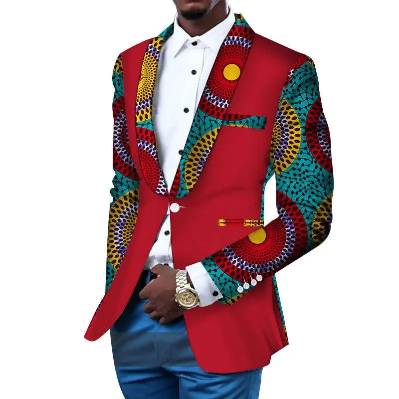 African Men's Casual Printed Cotton Suit