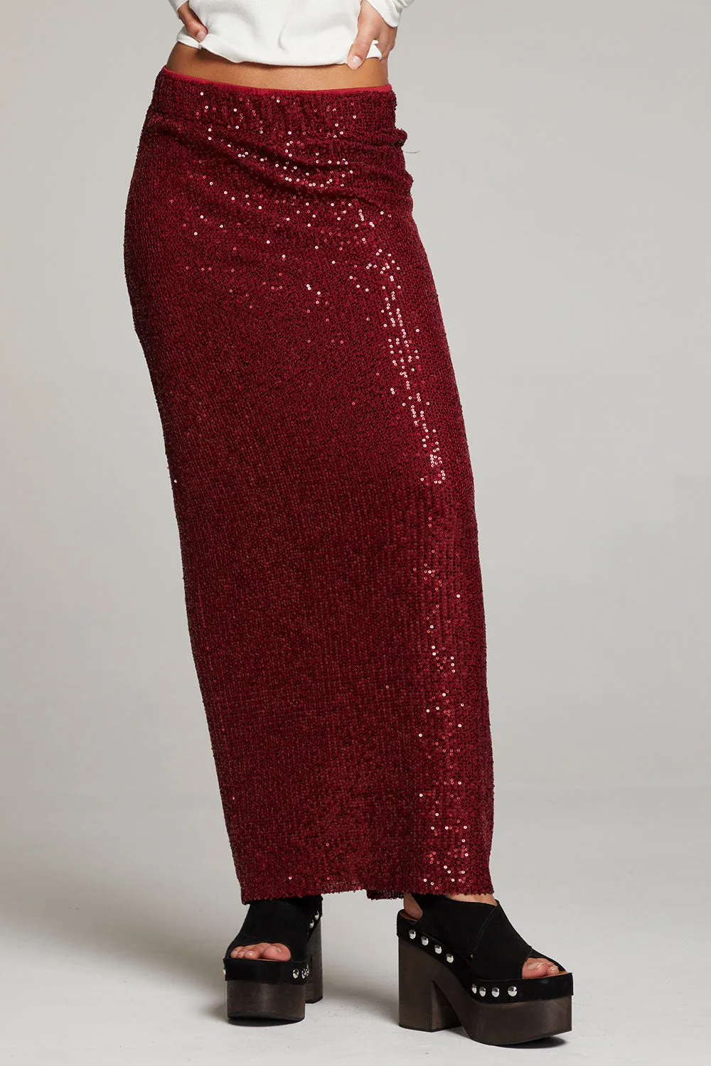 Amber Blood Red Midi Skirt