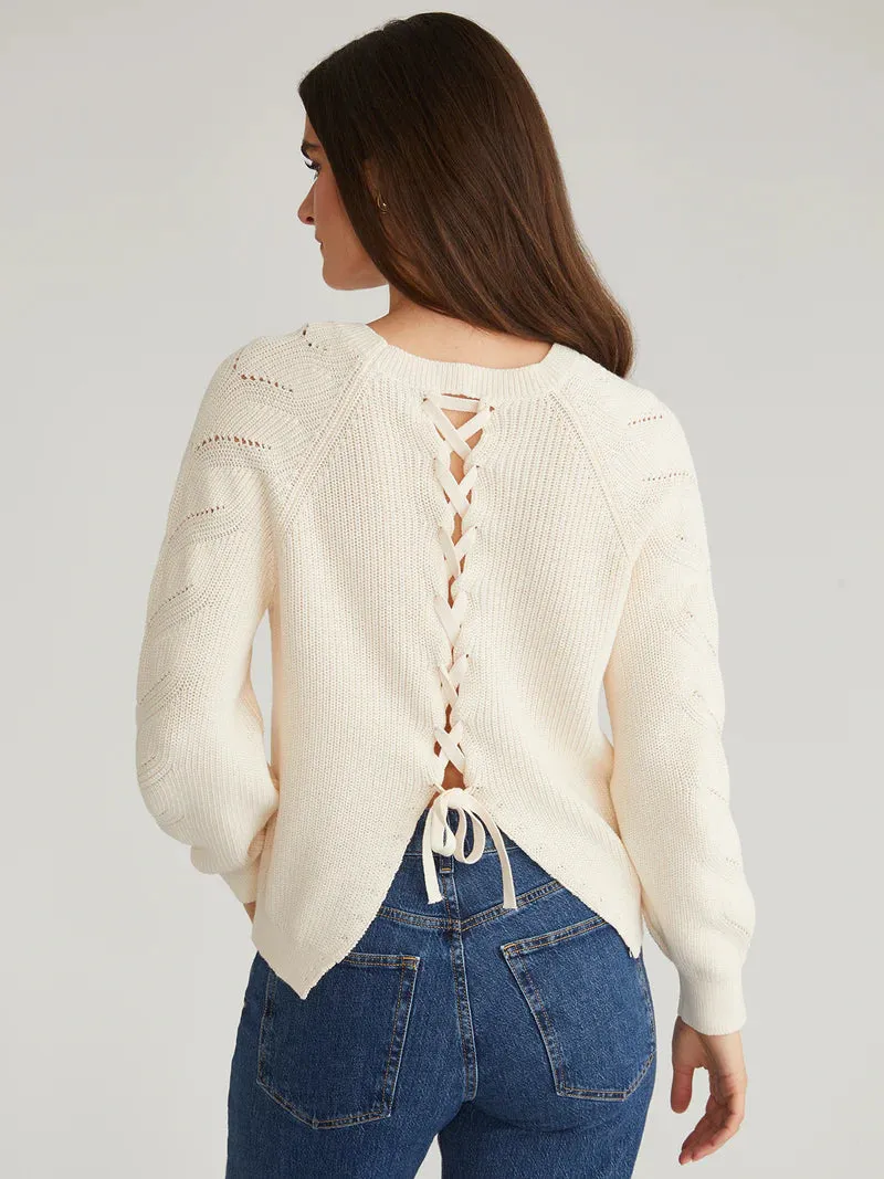 AME Phoebe Cotton Lace Back Raglan Pullover