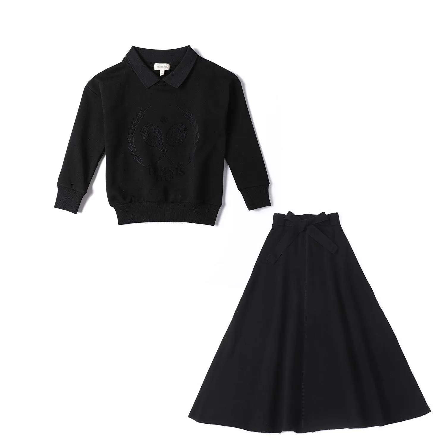 Anecdote Black Teen Midi Skirt With Belt (RUNS SMALL SIZE UP 2 SIZES)