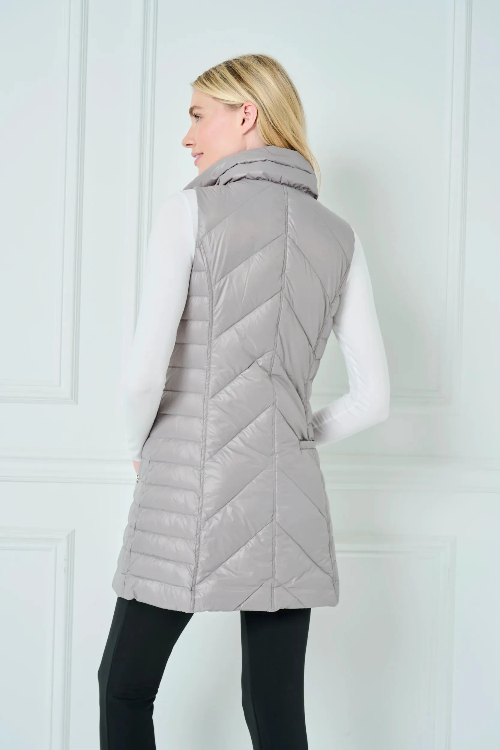 Anorak Chevron Quilted Long Vest Fossil