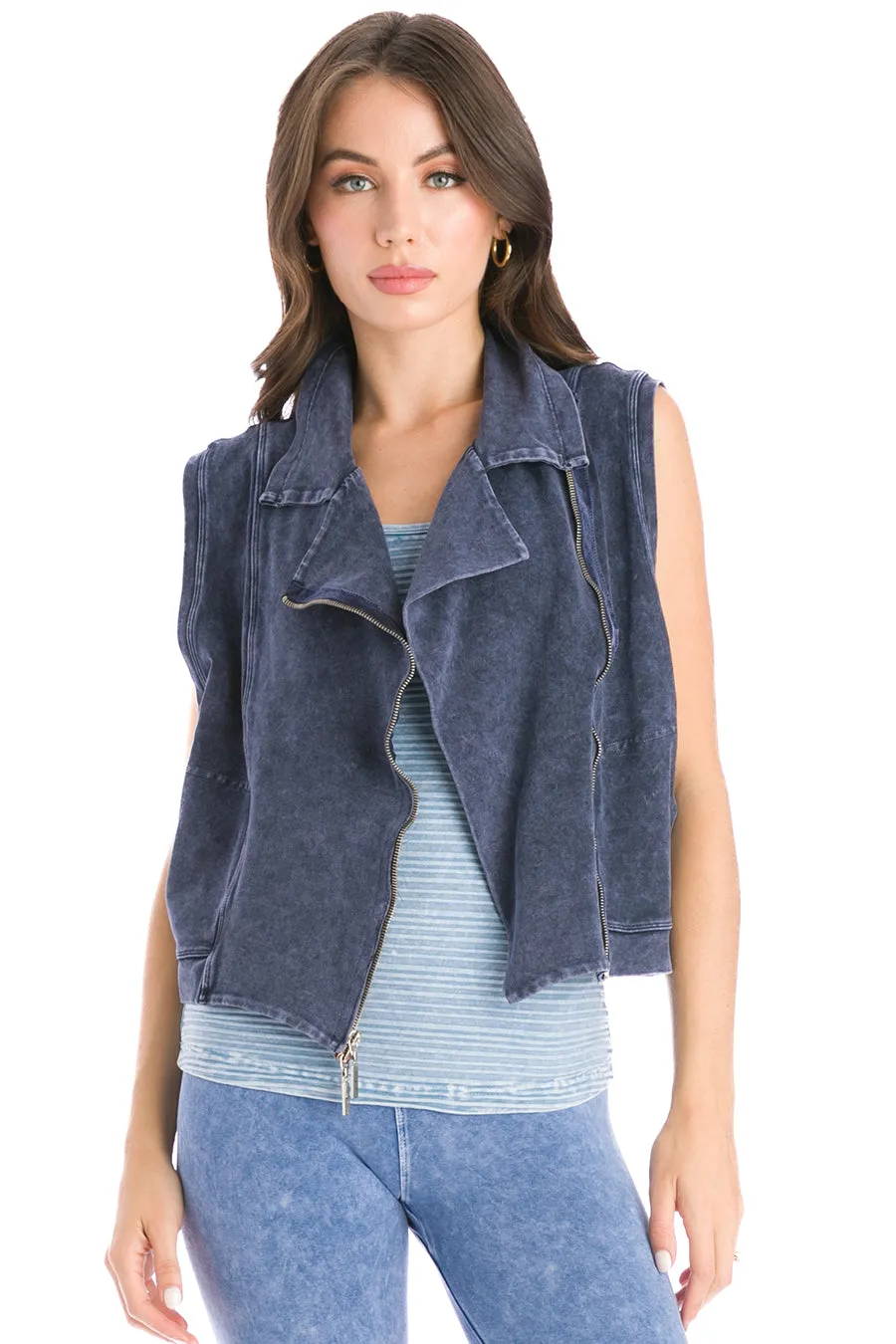 Asymmetric Zip Moto Vest