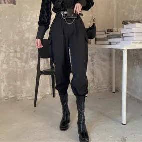 Back to college outfits Solvbao Korean Two-Piece Set Women  Winter New Temperament Stand-Up Collar Puff Sleeve Shirt Tops Female   Harem Pants Suit Female fx0615