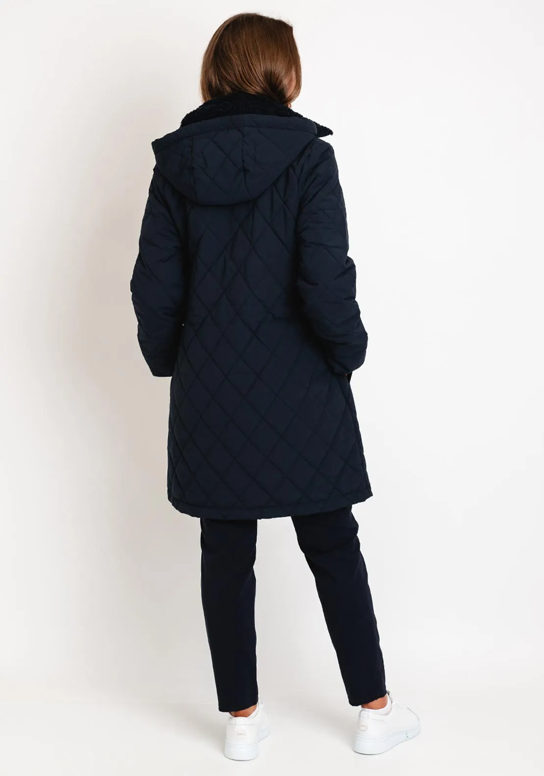 Barbour Womens Fox Quilted Long Jacket, Navy