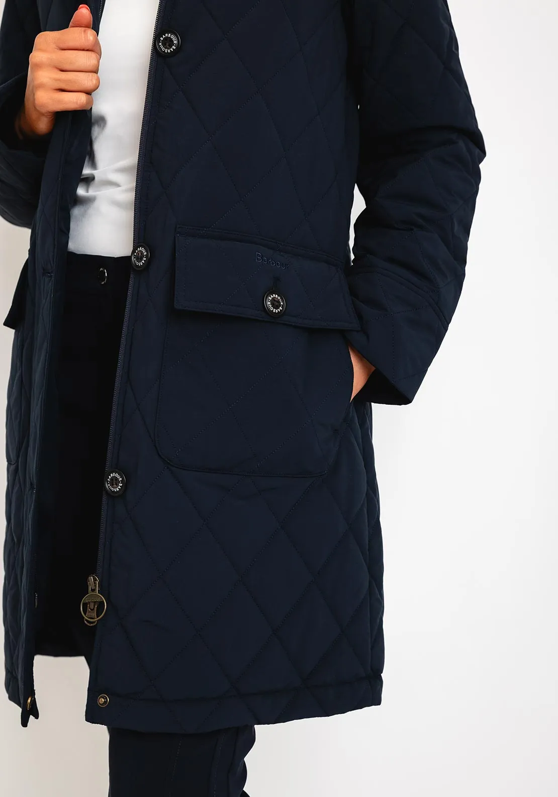 Barbour Womens Fox Quilted Long Jacket, Navy