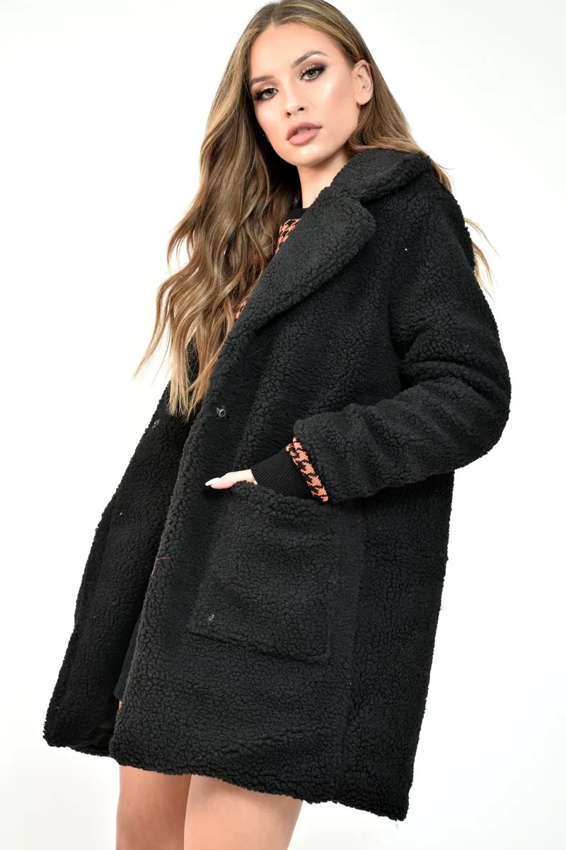 Black Borg Longline Oversized Coat - Acadia