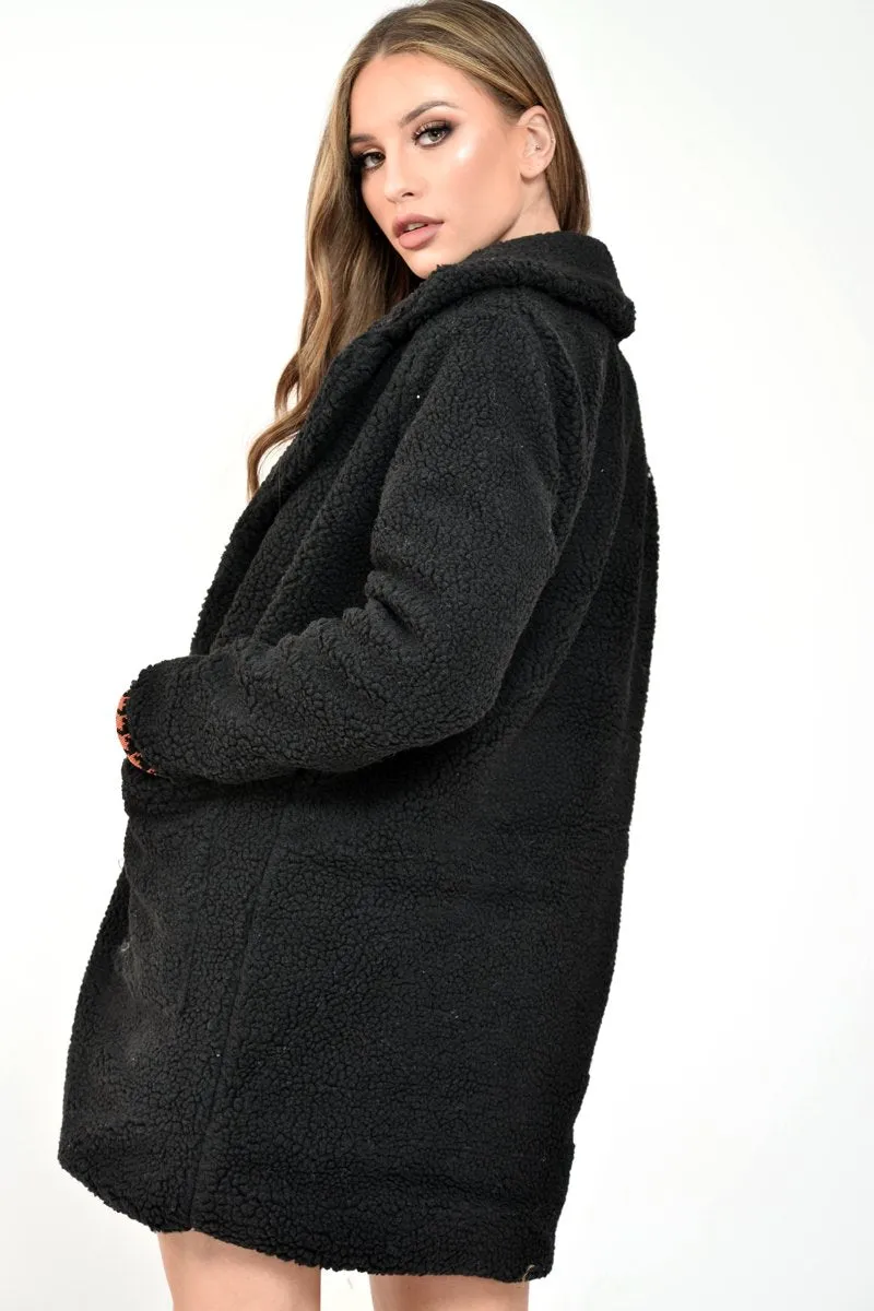 Black Borg Longline Oversized Coat - Acadia