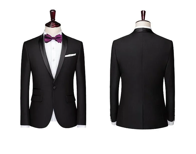 Black Tuxedo Silk Collar Suit