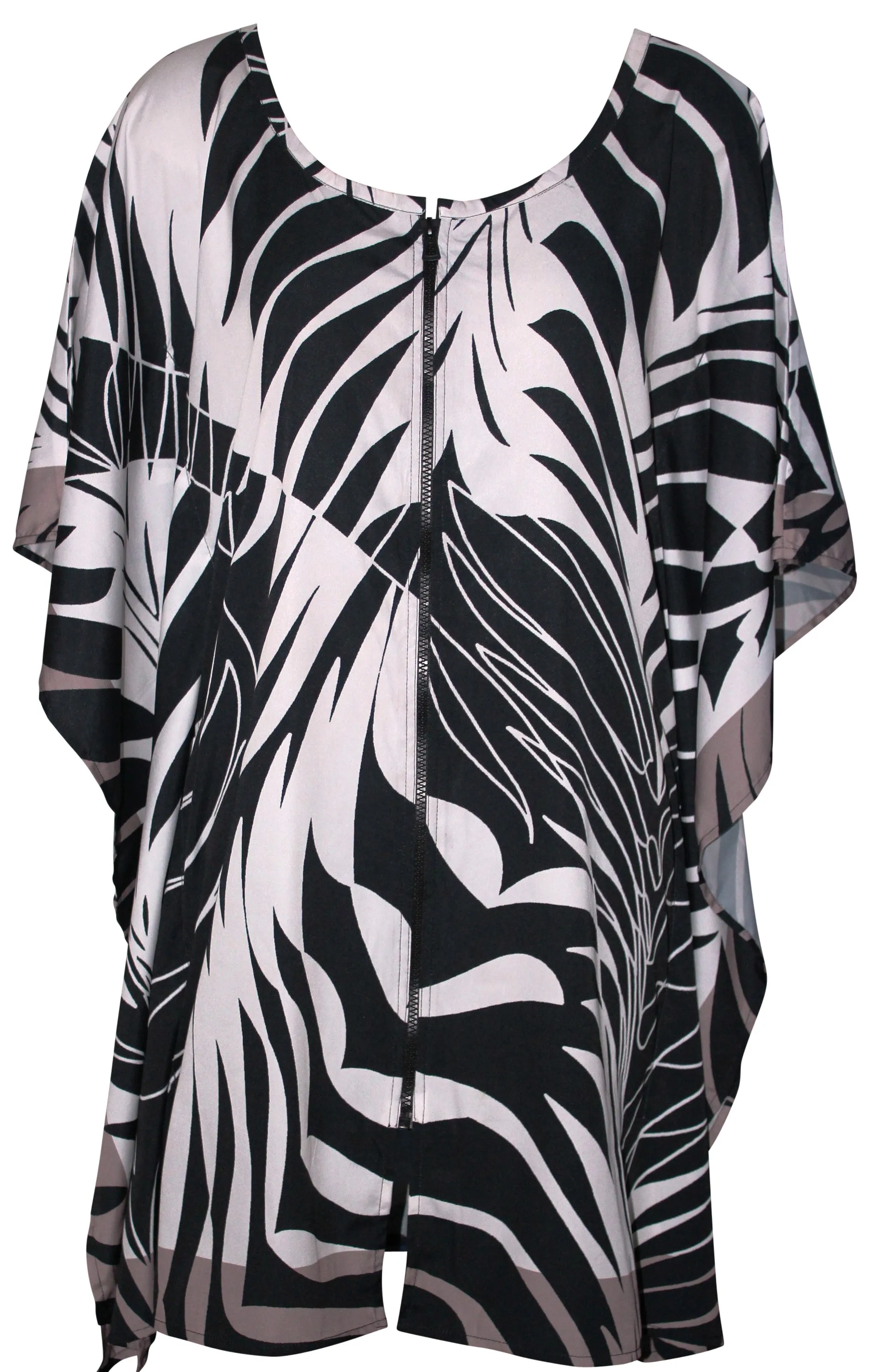 Black-White Tropical Print Kaftan