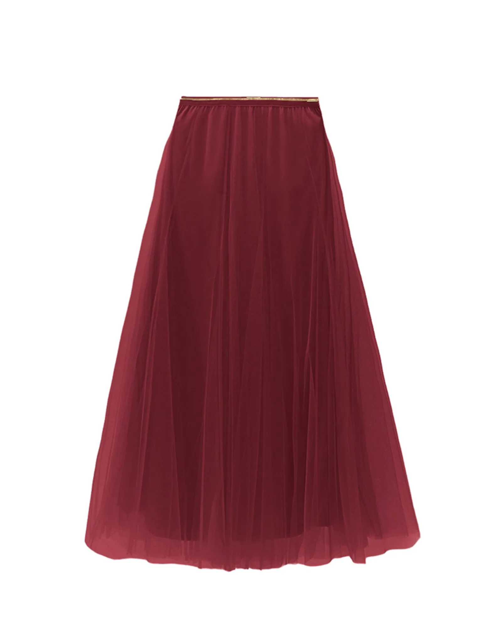 BLUE BASICS Midi Tulle Skirt - Wine Red