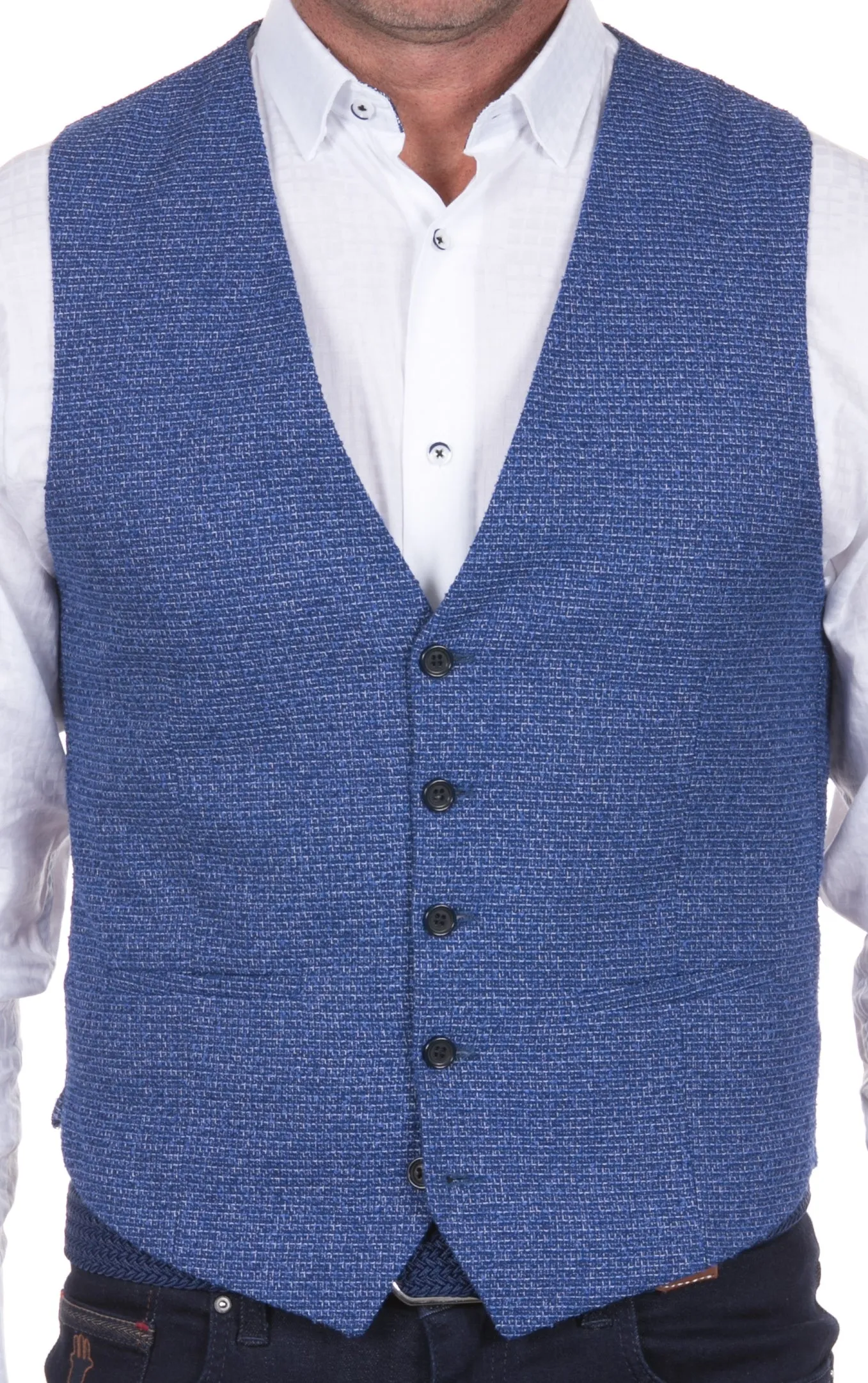 Blue Dobby Woven Vest