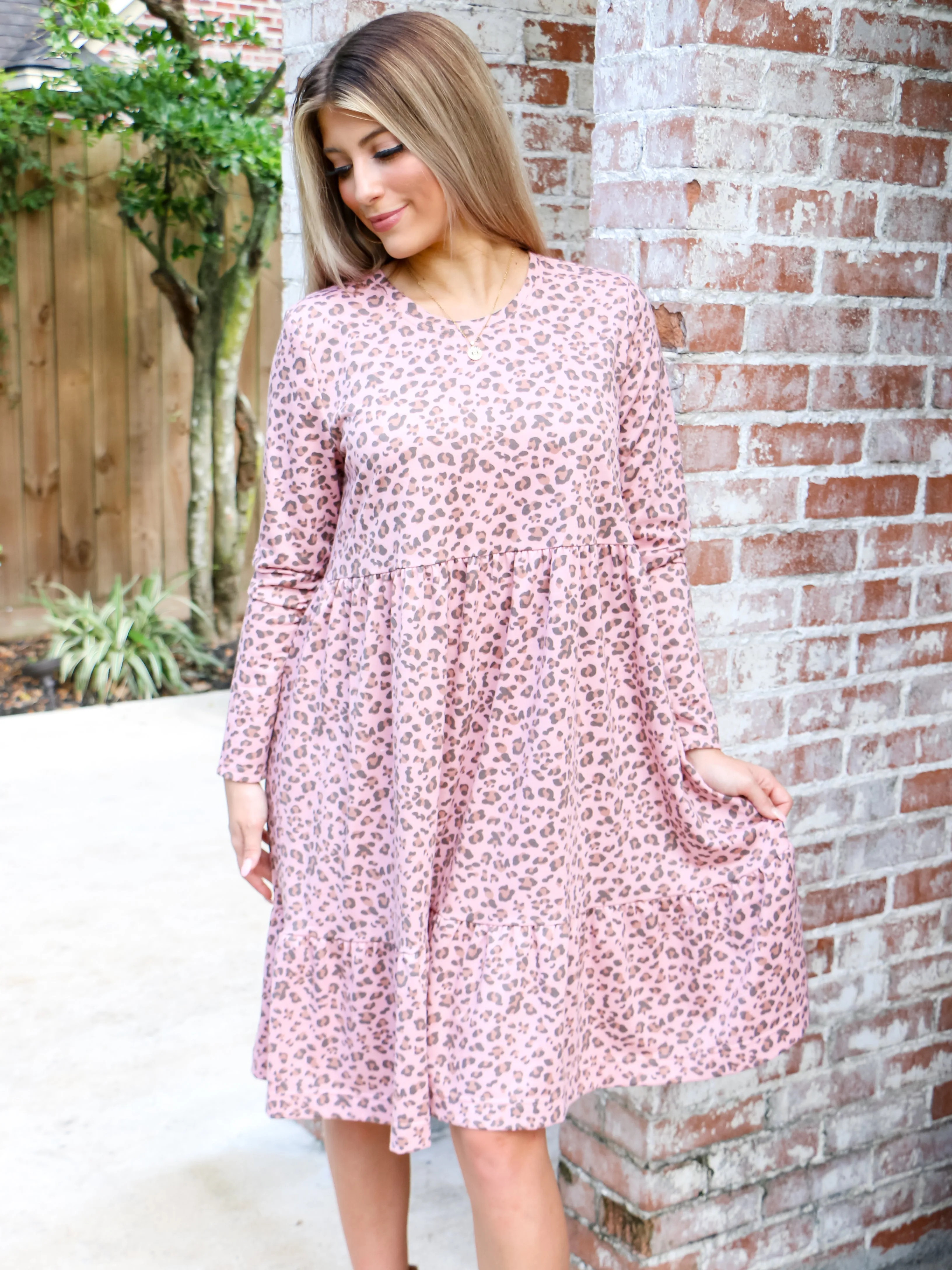 Blushing Leopard Knit Dress