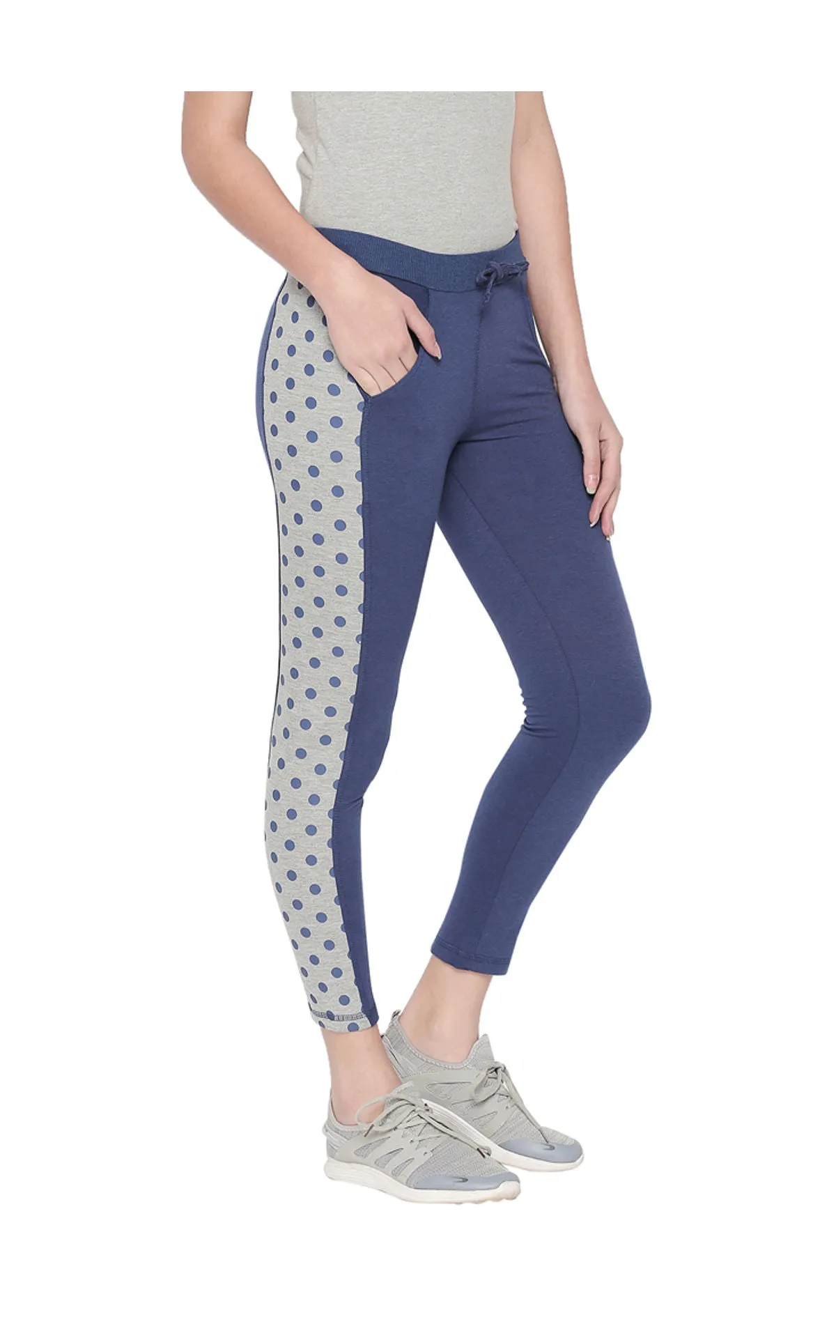 Bodyactive Women Fashion Polka Dots Trackpant-LL14-DENIM