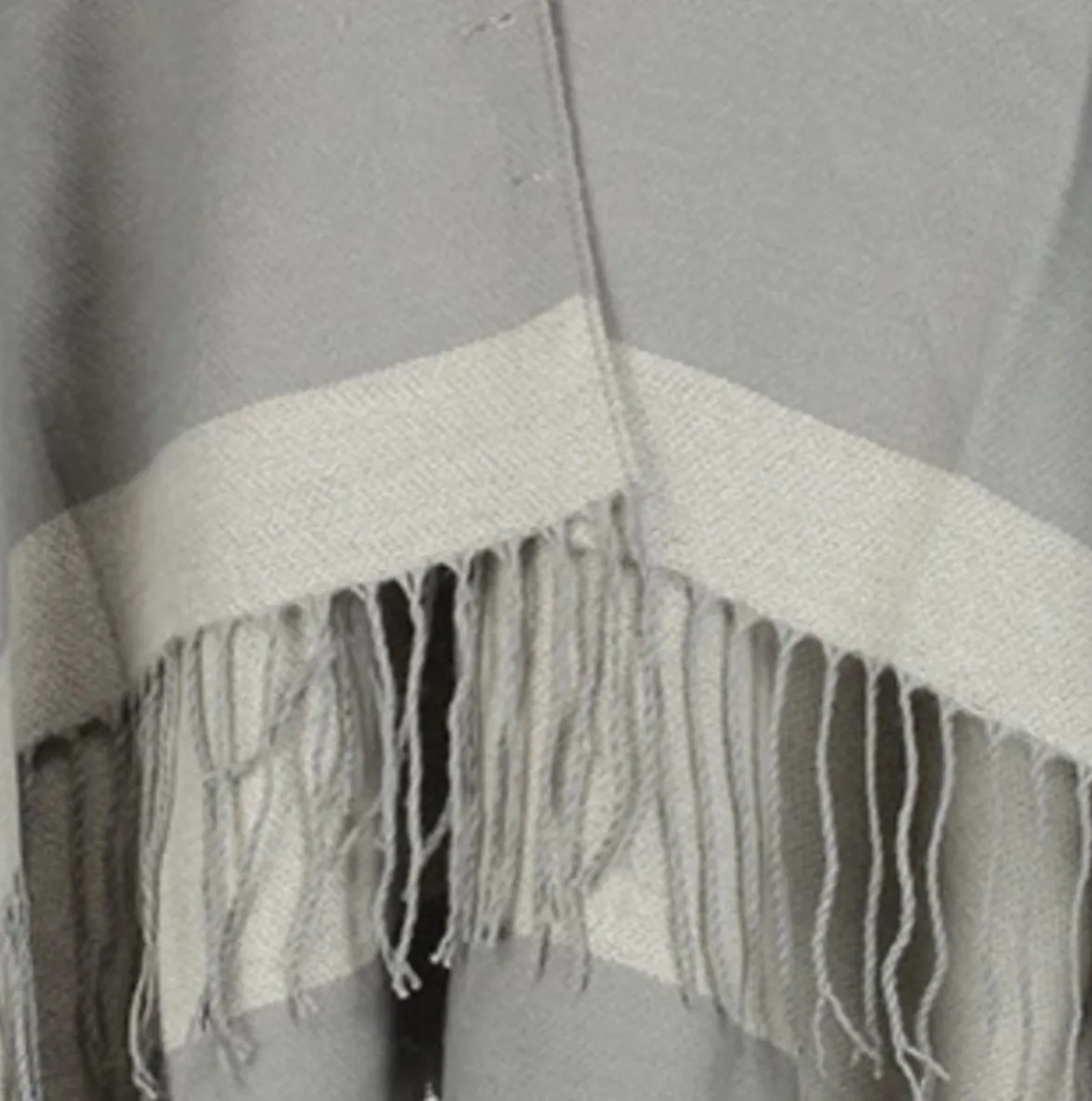 Bordered Reversible Wrap Cape in Cream & Grey