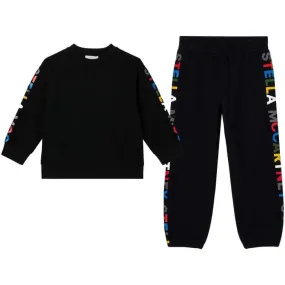 Boys Black Side Logo Sport Tracksuit