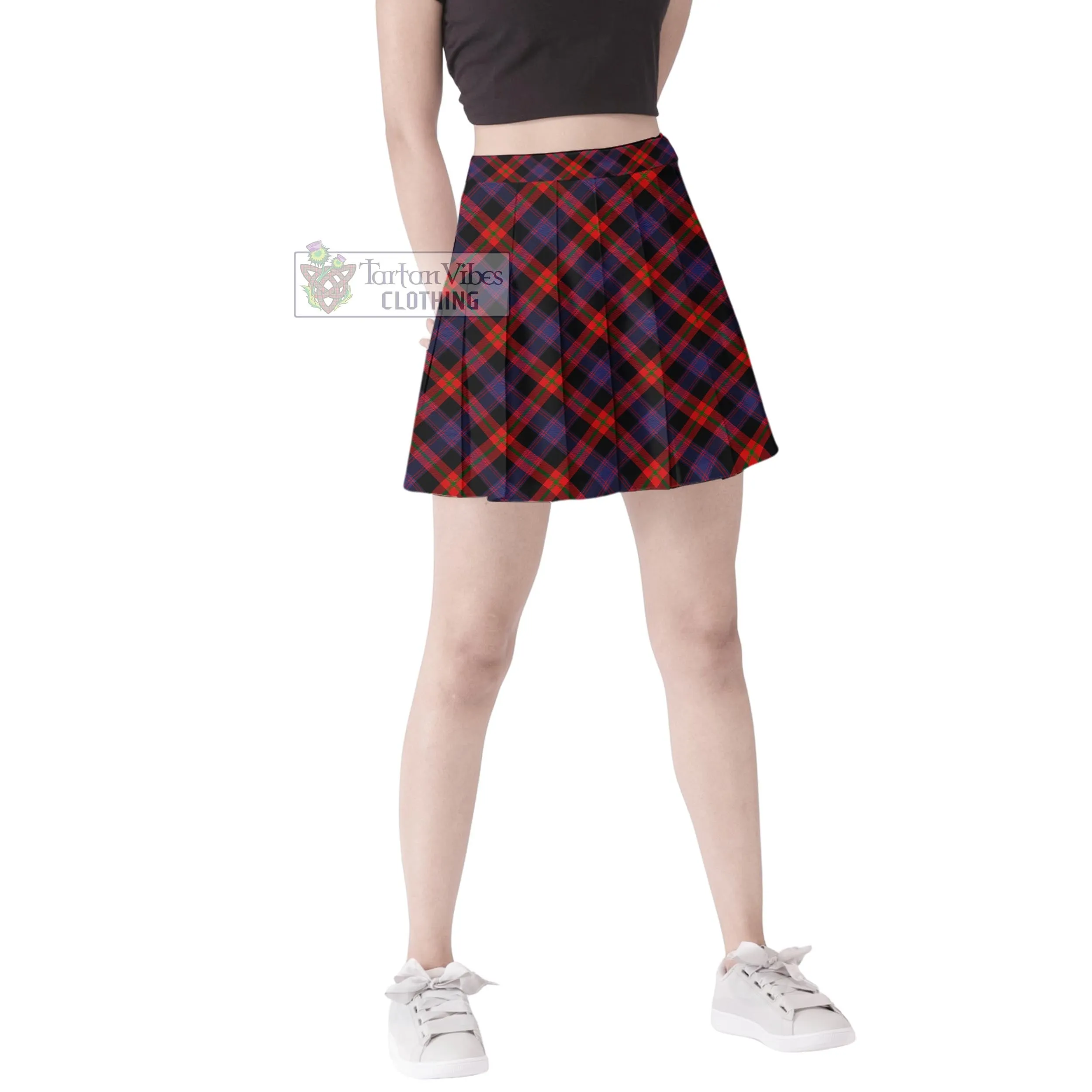 Broun Modern Tartan Women's Plated Mini Skirt