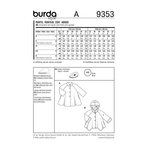 Burda Child Coat 9353