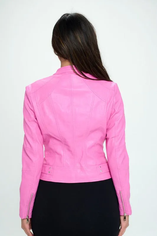 Candy Pink Vegan Jacket