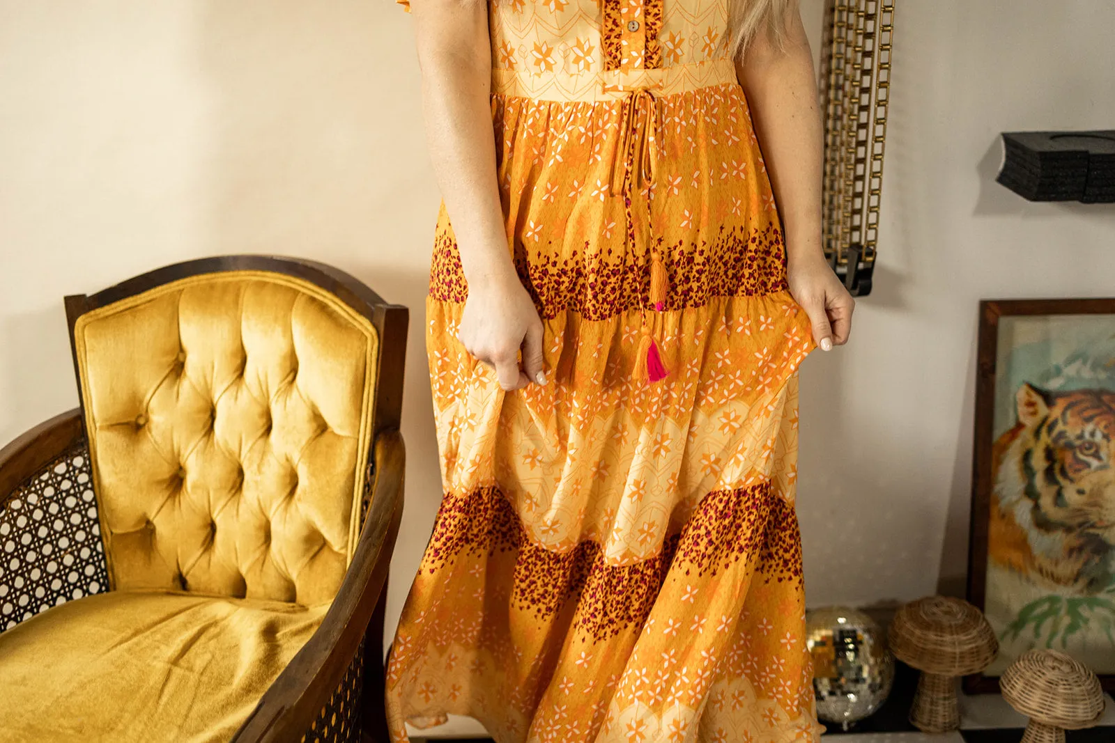 cassandra maxi dress in tangerine