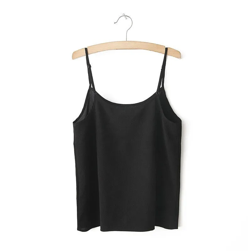 Casual Crop Top Camisole Women Tops Cropped Slip Strap Blouse Women Blusas Sleeveless Chiffon Tops