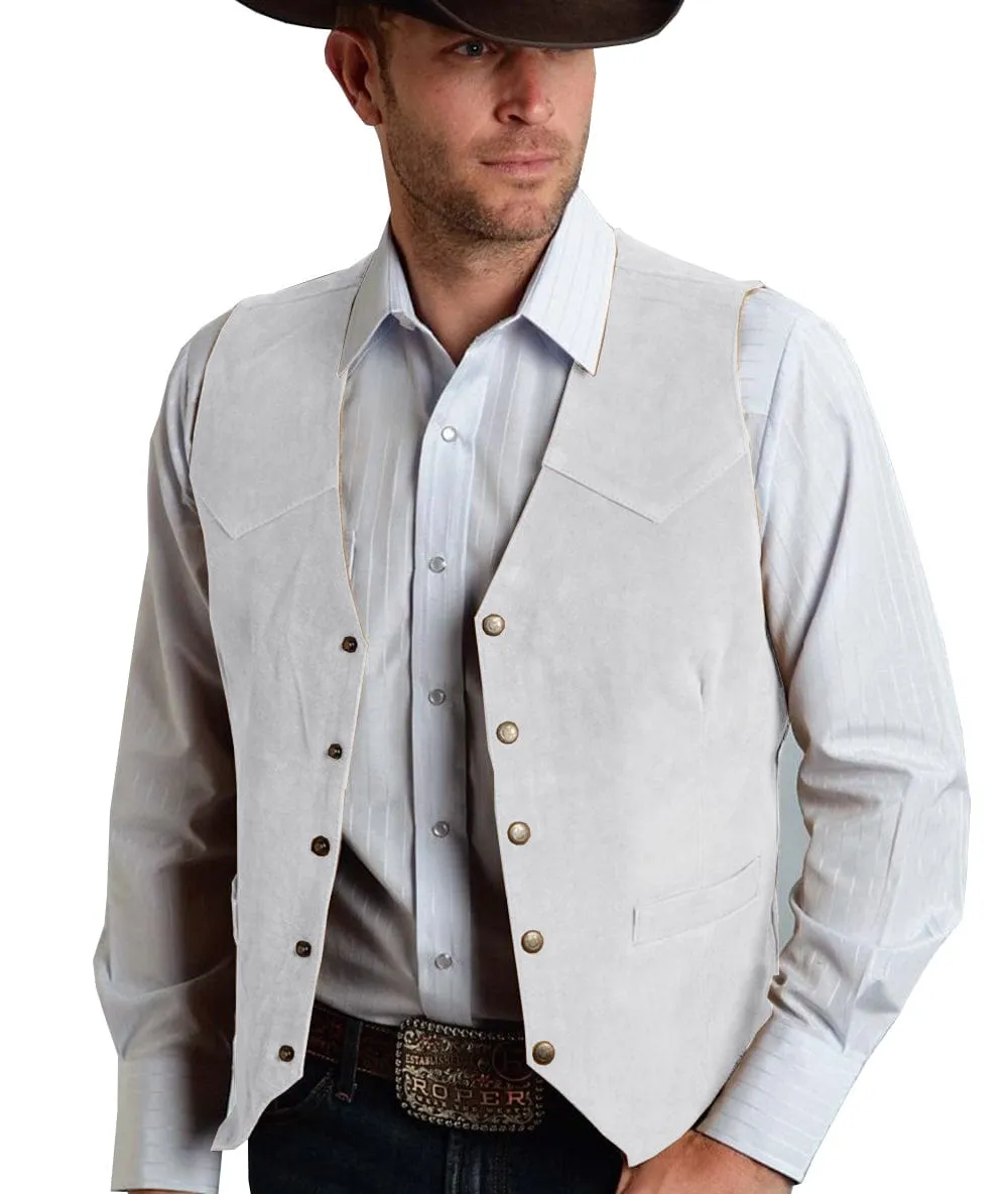 Casual Men's  Suede  Fashion Cowboy Suit Vest V Neck Waistcoat