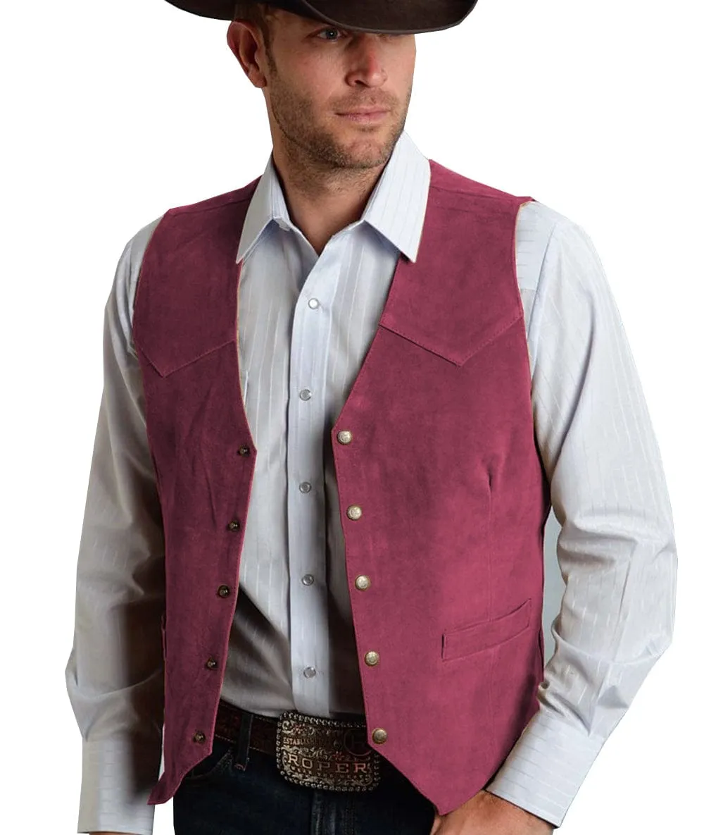 Casual Men's  Suede  Fashion Cowboy Suit Vest V Neck Waistcoat