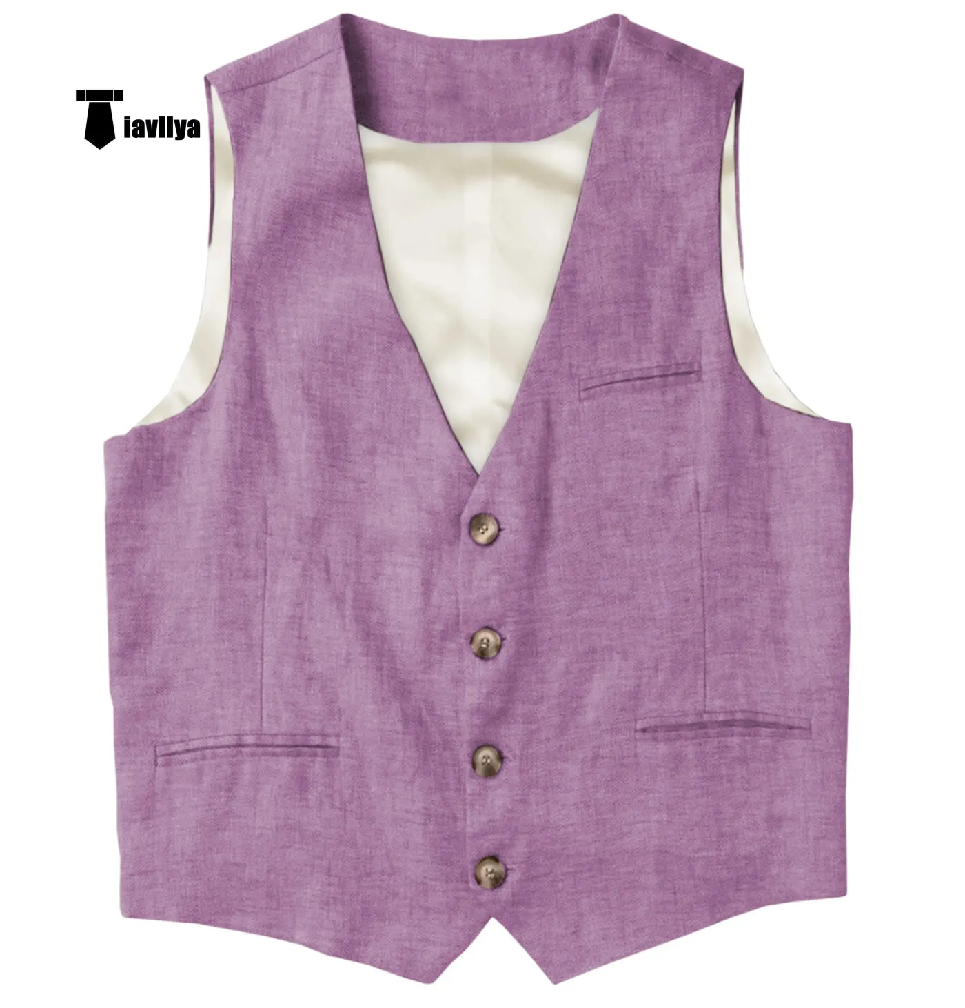 Casual Mens waistcoat Flat Linen V Neck Waistcoat For Wedding