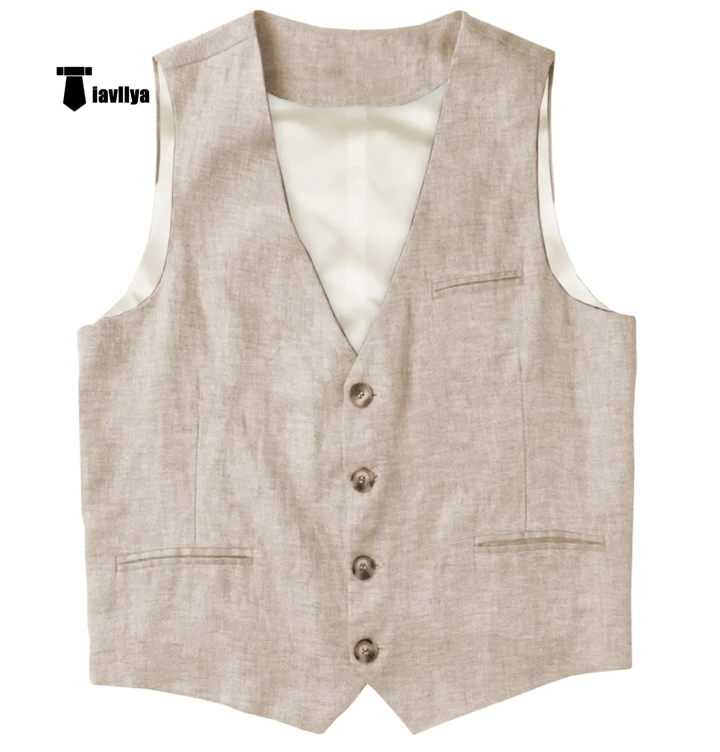 Casual Mens waistcoat Flat Linen V Neck Waistcoat For Wedding