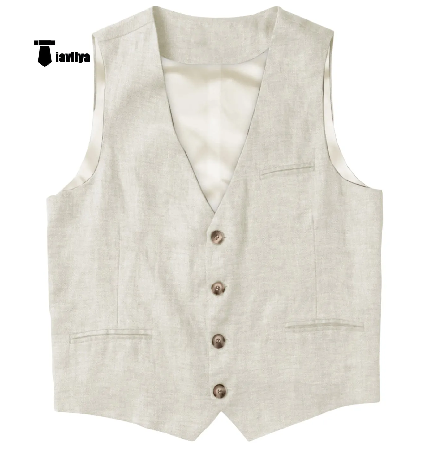 Casual Mens waistcoat Flat Linen V Neck Waistcoat For Wedding